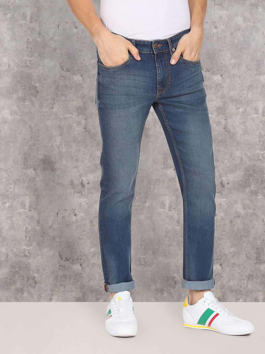 

U S Polo Assn Denim Co Men Blue Slim Fit Light Fade Stretchable Jeans