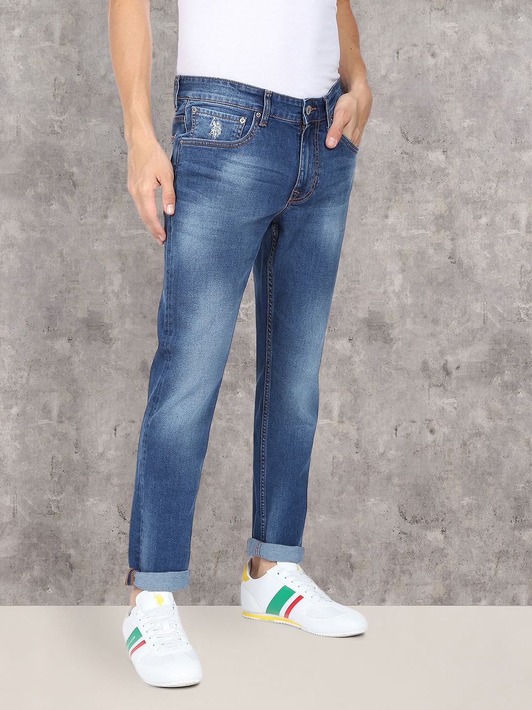 

U.S. Polo Assn. Denim Co. Men Blue Slim Fit Light Fade Stretchable Jeans