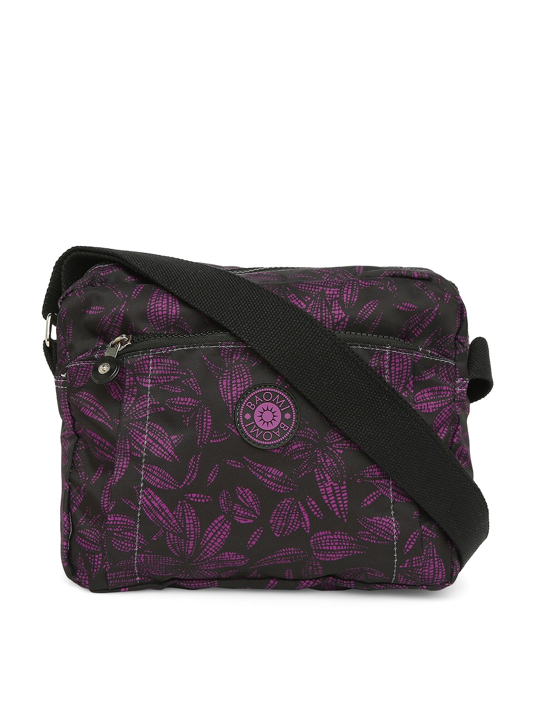 

BAOMI Black Printed Structured Sling Bag