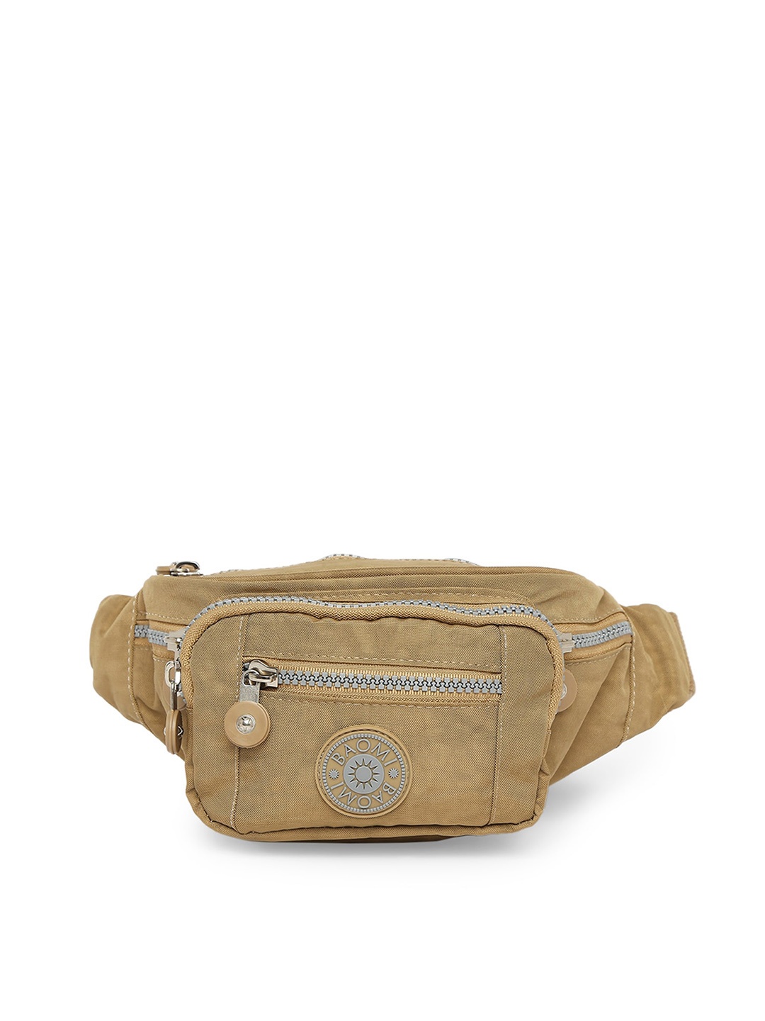 

BAOMI Khaki Solid Nylon Waist Pouch