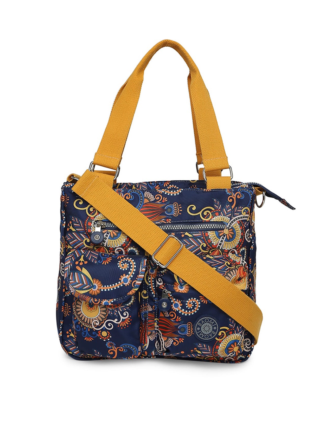 

BAOMI Blue Ethnic Motifs Printed Structured Tote Bag