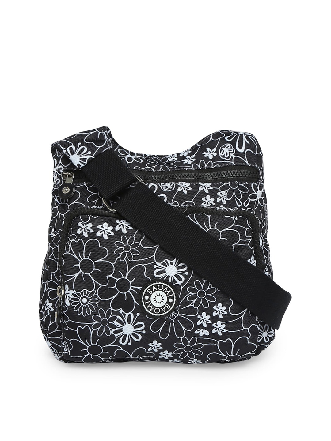 

BAOMI Black Floral Printed Shopper Handheld Bag