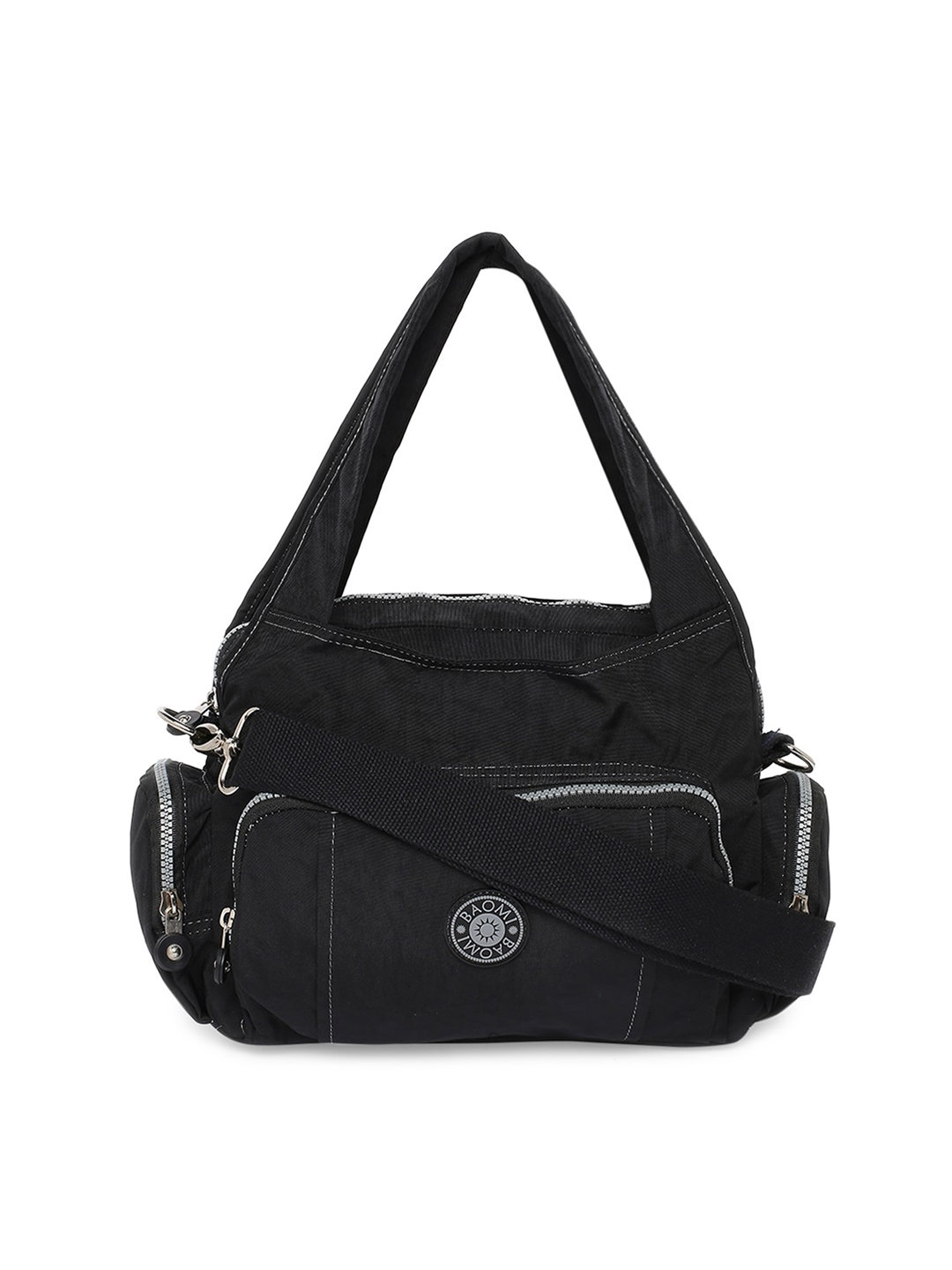 

BAOMI Black Solid Nylon Messenger Bag