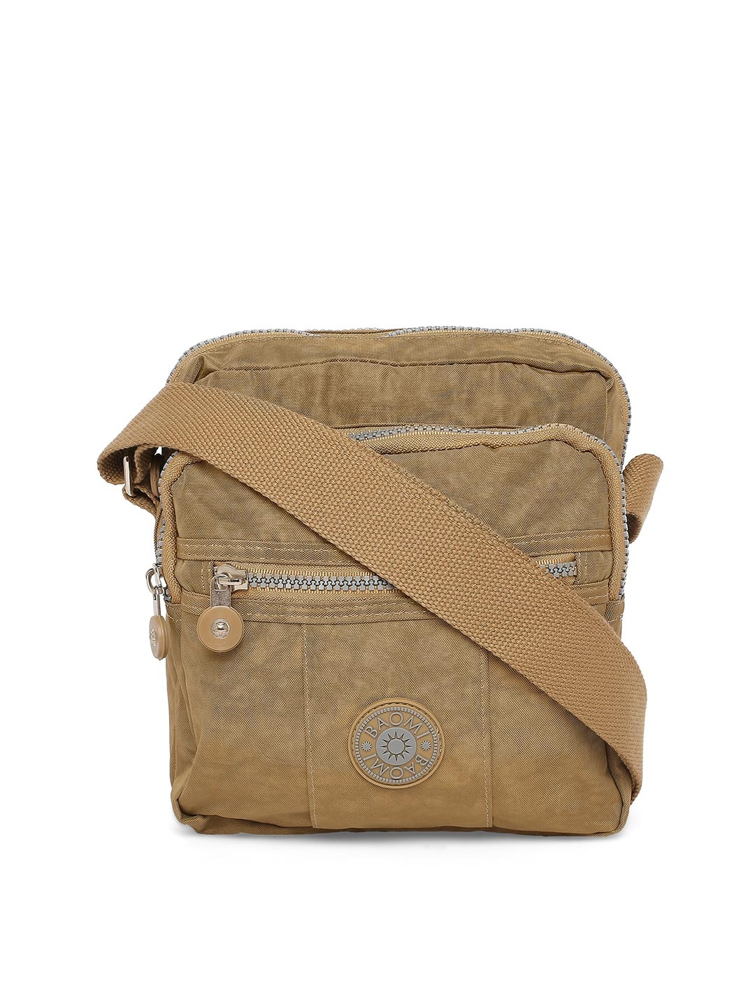 

BAOMI Khaki Solid Nylon Messenger Bag