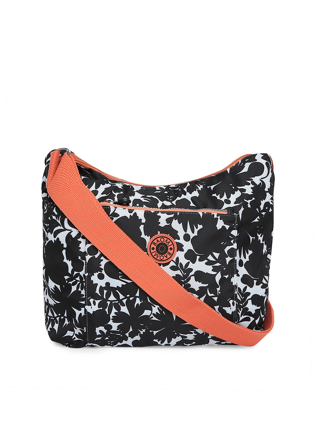 

BAOMI Black Floral Printed Structured Sling Bag