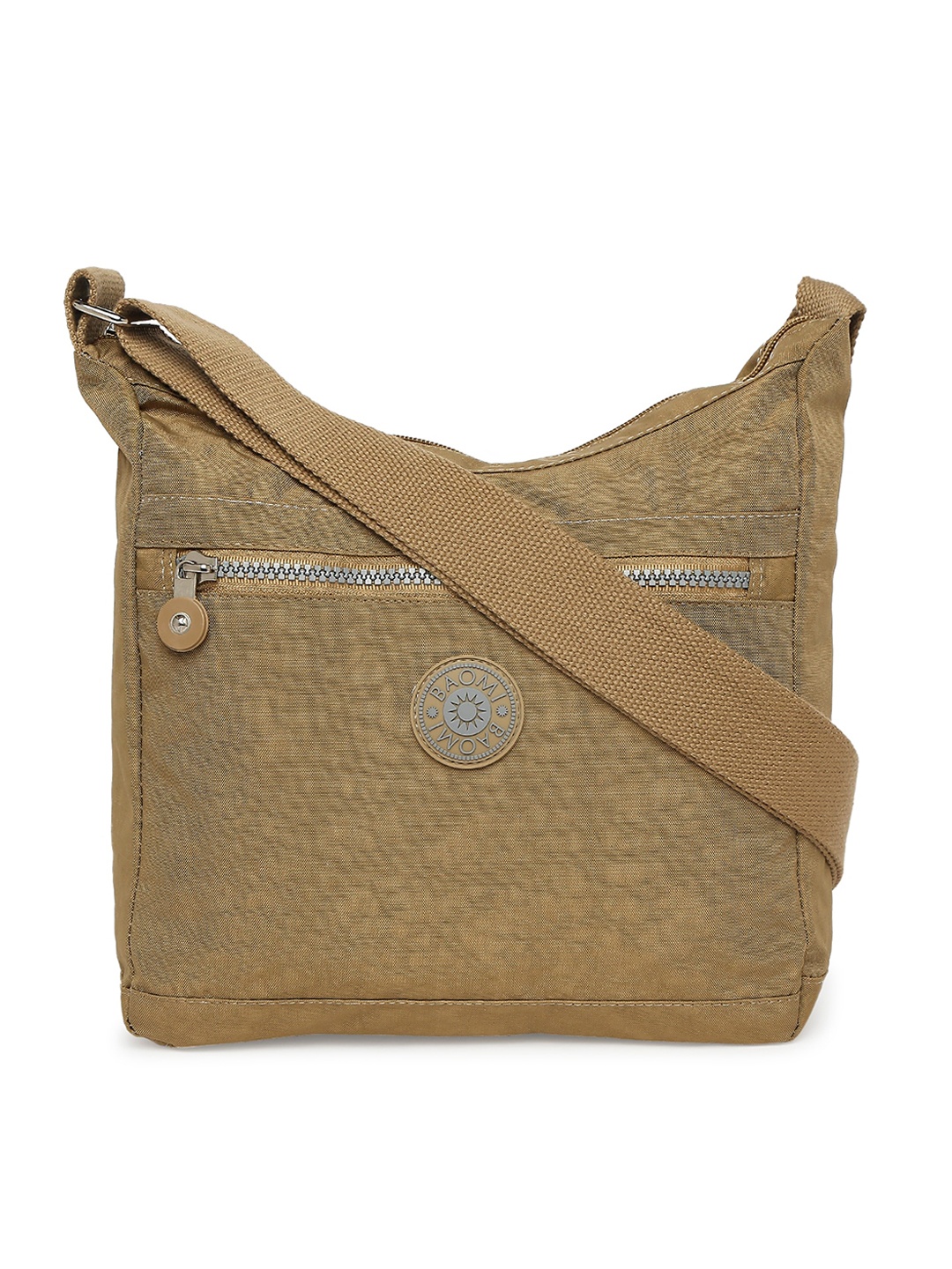 

BAOMI Beige Structured Sling Bag with Fringed