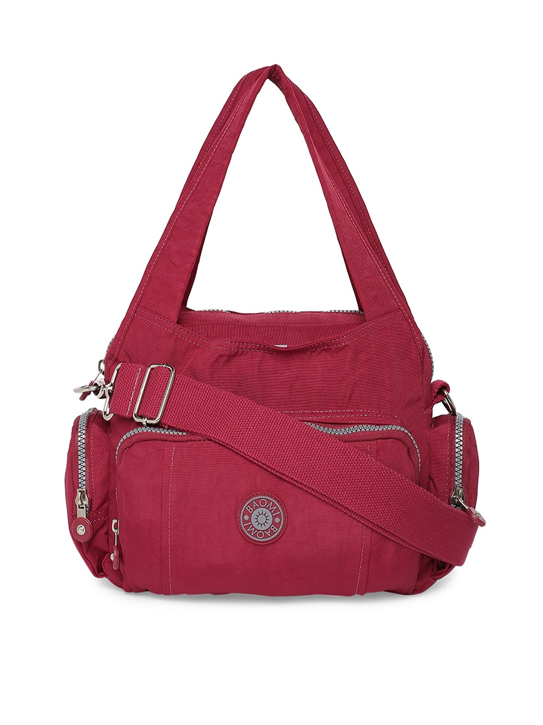 

BAOMI Maroon Structured Handheld Bag with Cut Work