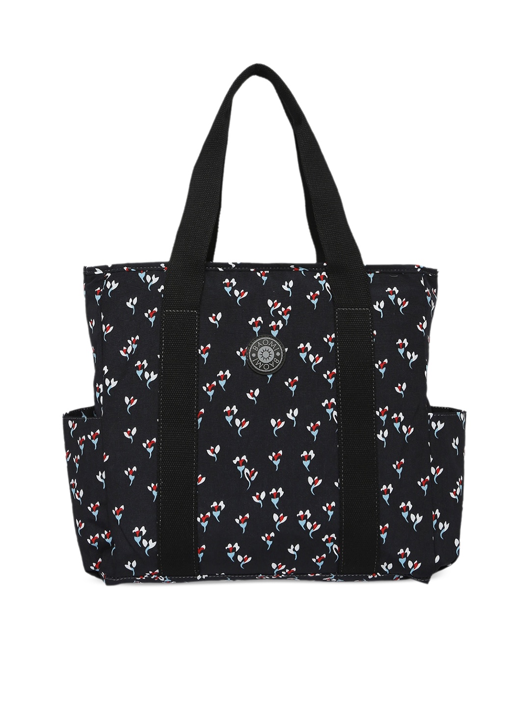 

BAOMI Black Floral Printed Shopper Tote Bag