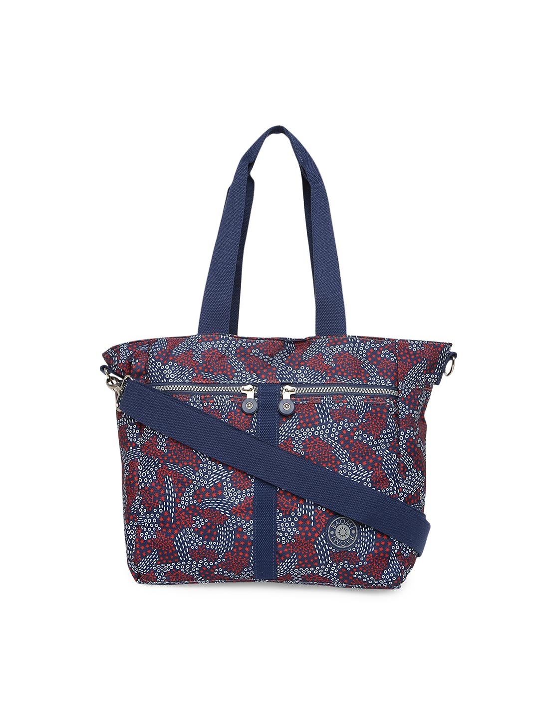 

BAOMI Blue & Red Printed Oversized Structured Shoulder Bag