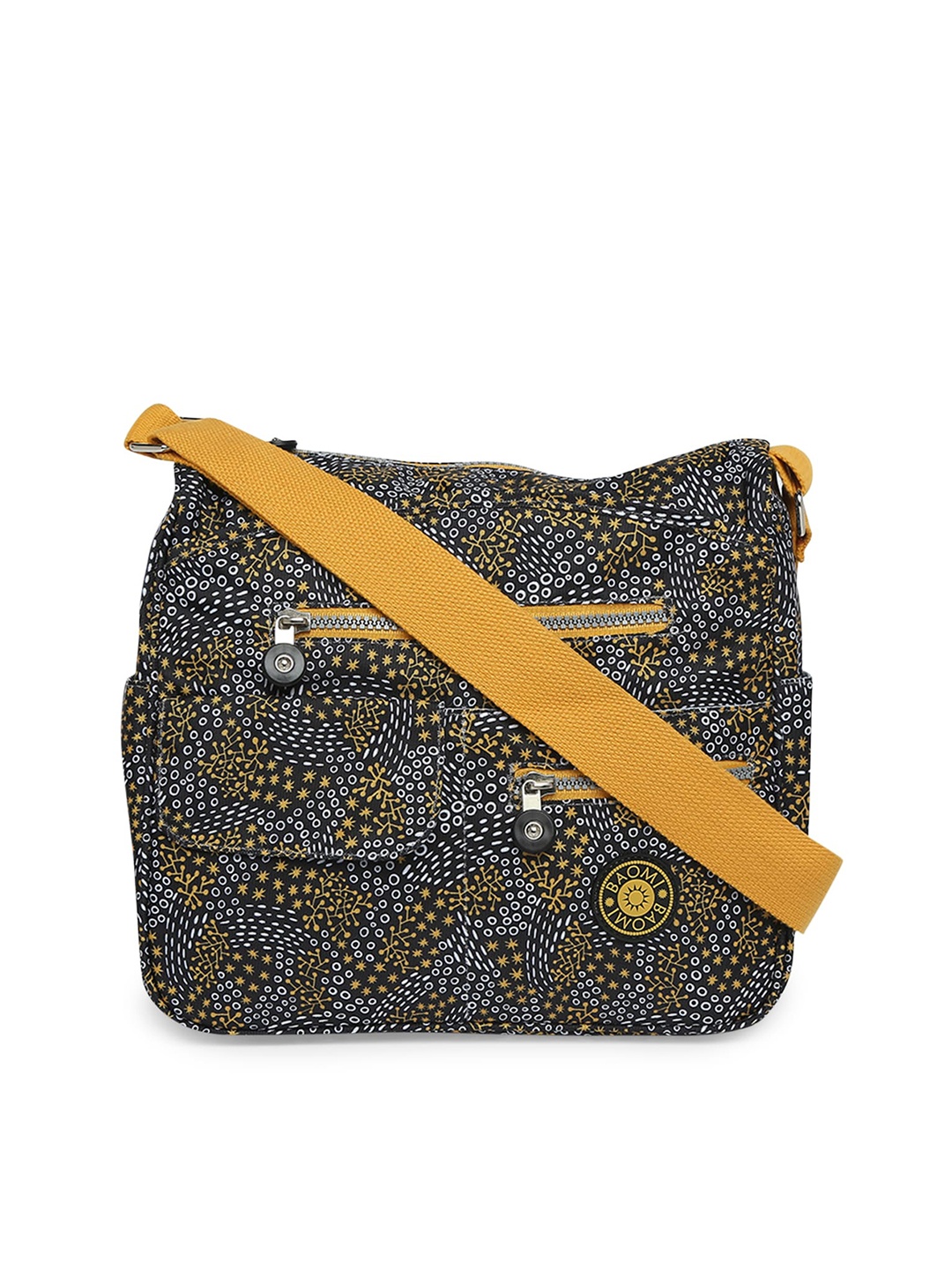 

BAOMI Black Printed Structured Sling Bag