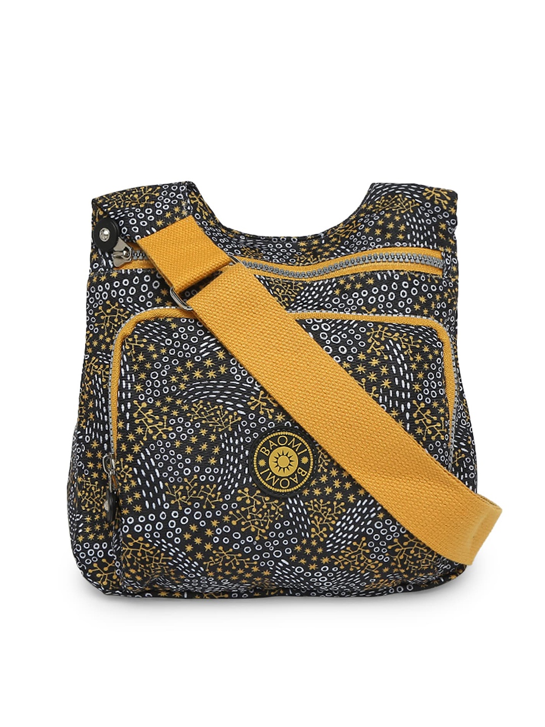 

BAOMI Black Geometric Printed Swagger Handheld Bag