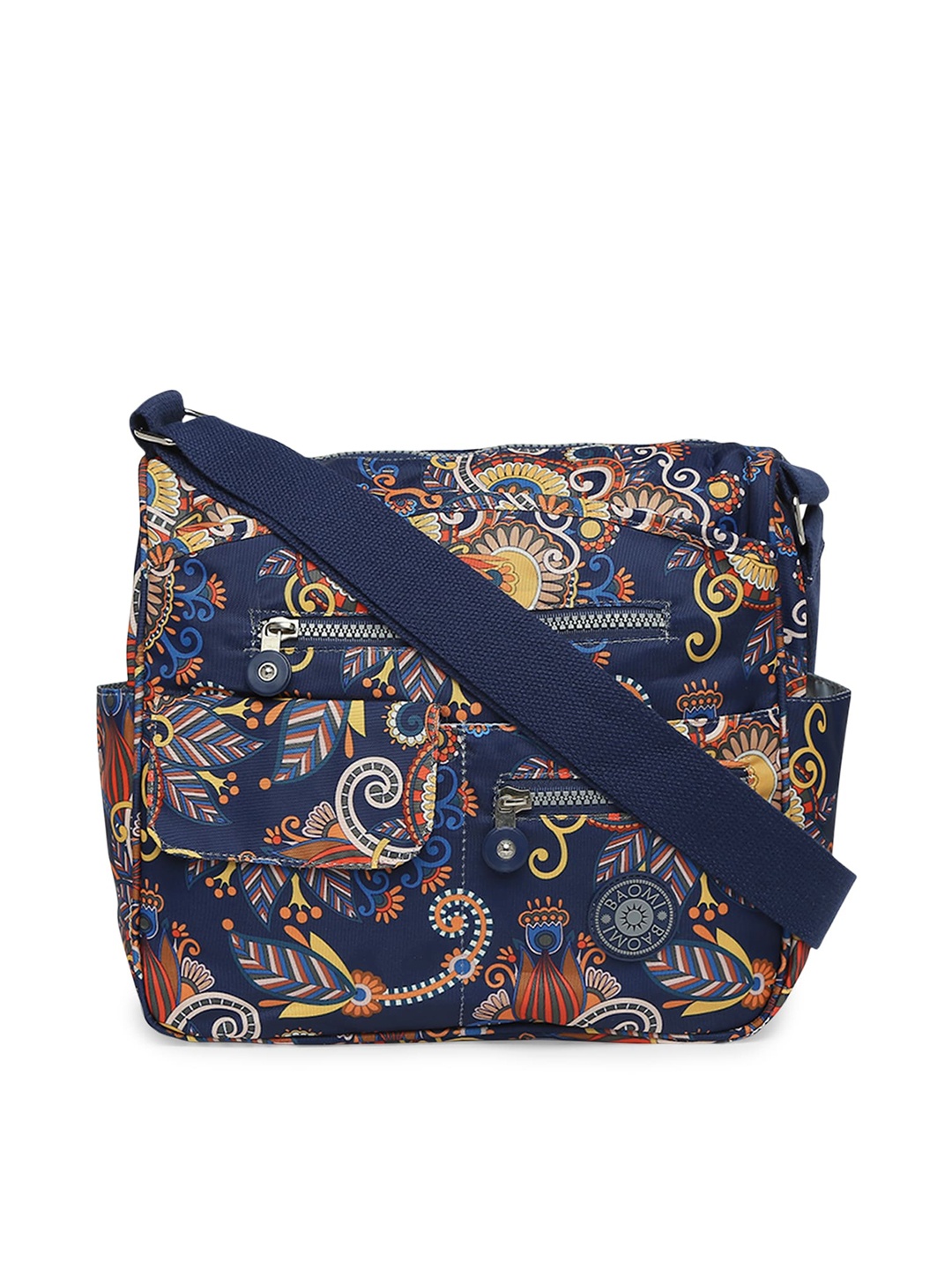 

BAOMI Blue Ethnic Motifs Printed Structured Sling Bag