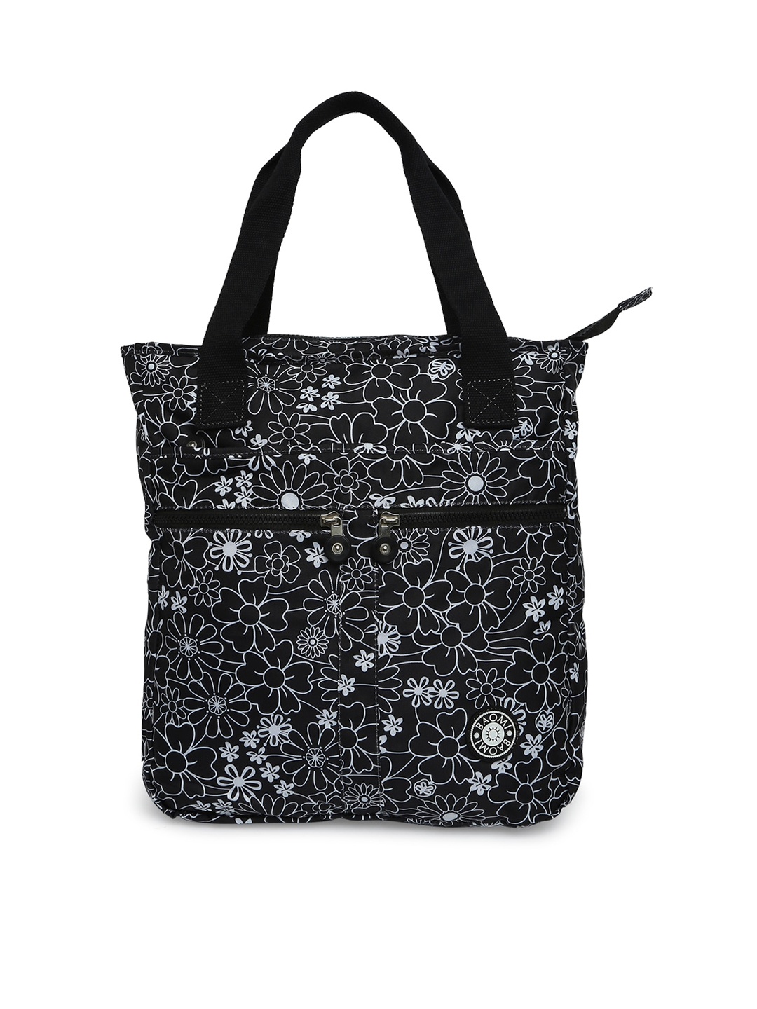 

BAOMI Black Floral Printed Oversized Shopper Tote Bag