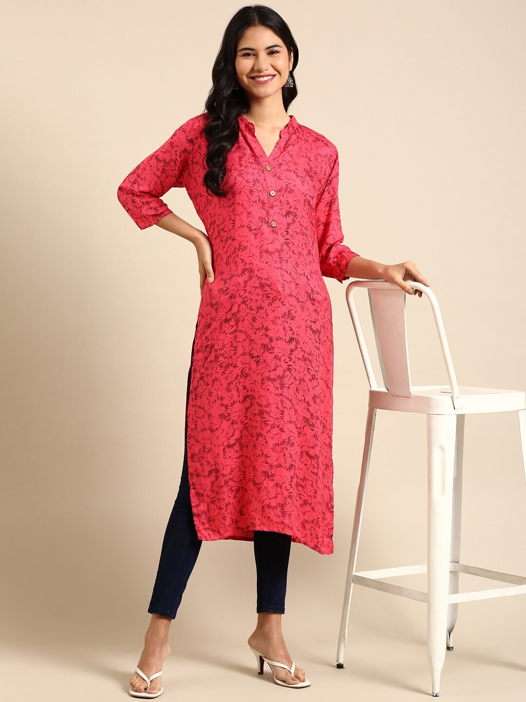 

SHOWOFF Women Pink Printed Kurta