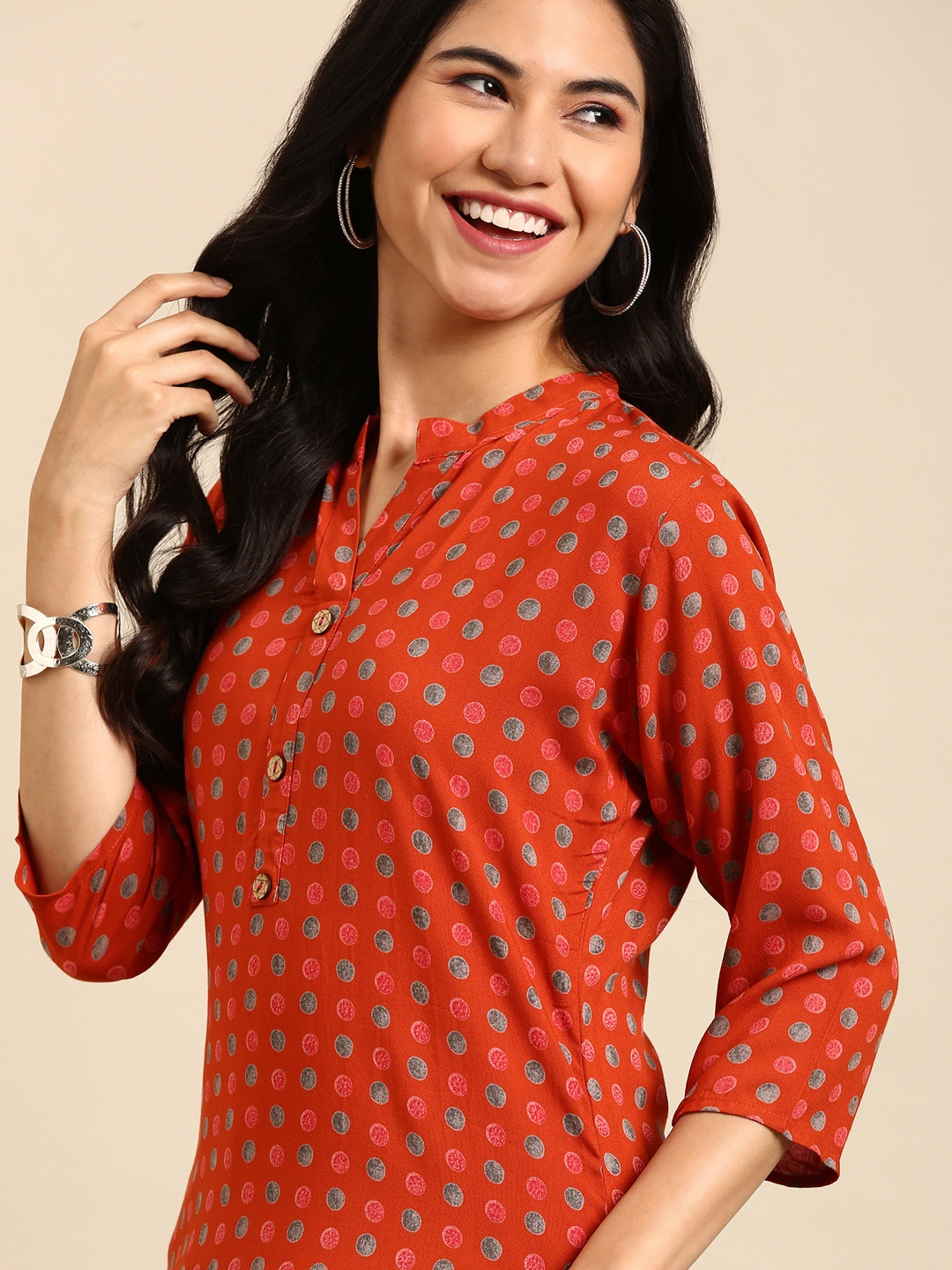 

SHOWOFF Women Rust Floral Printed Kurta