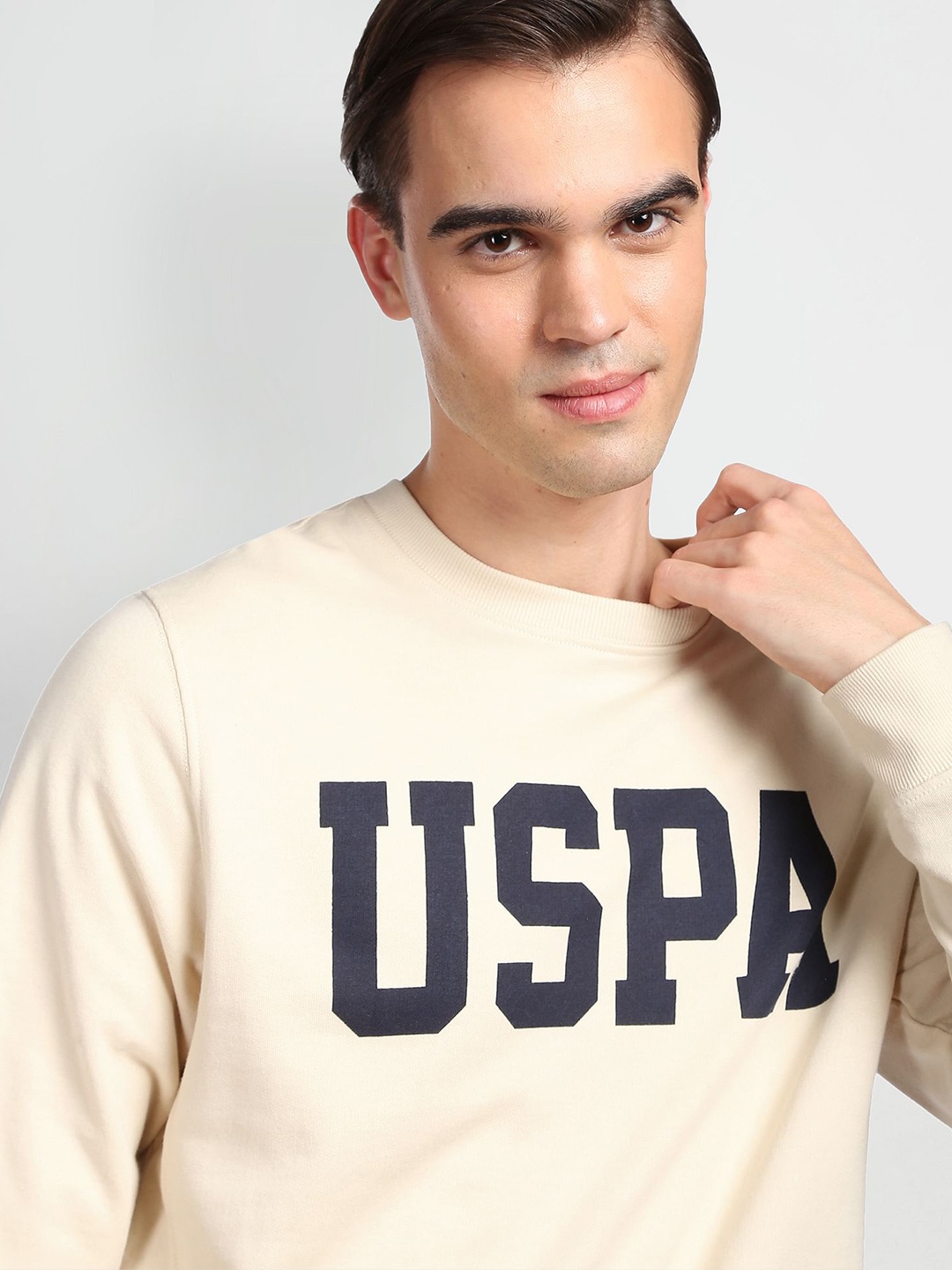 

U.S. Polo Assn. Denim Co. Printed Cotton Sweatshirt, Beige