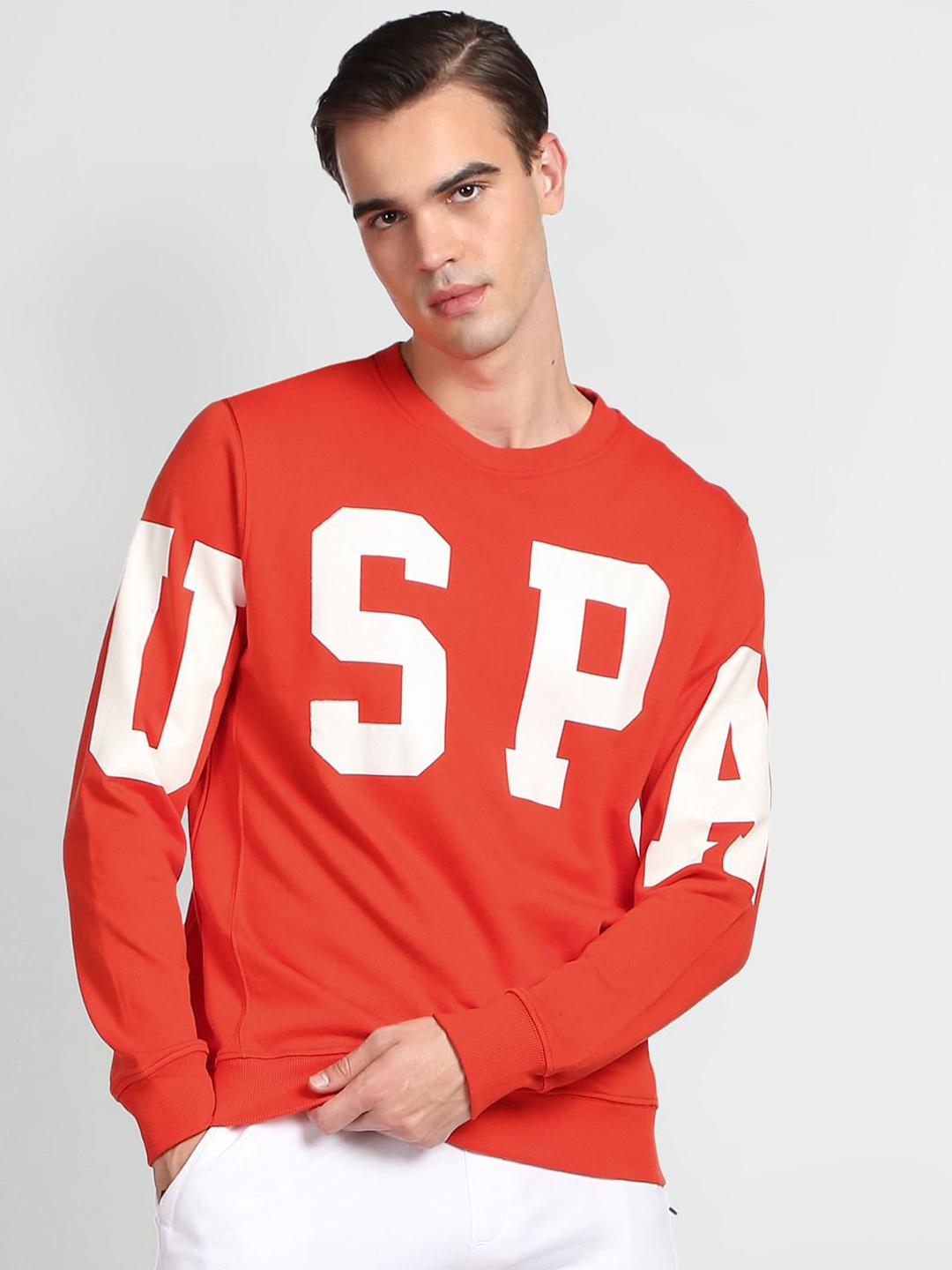 

U.S. Polo Assn. Denim Co. Printed Pure Cotton Sweatshirt, Orange