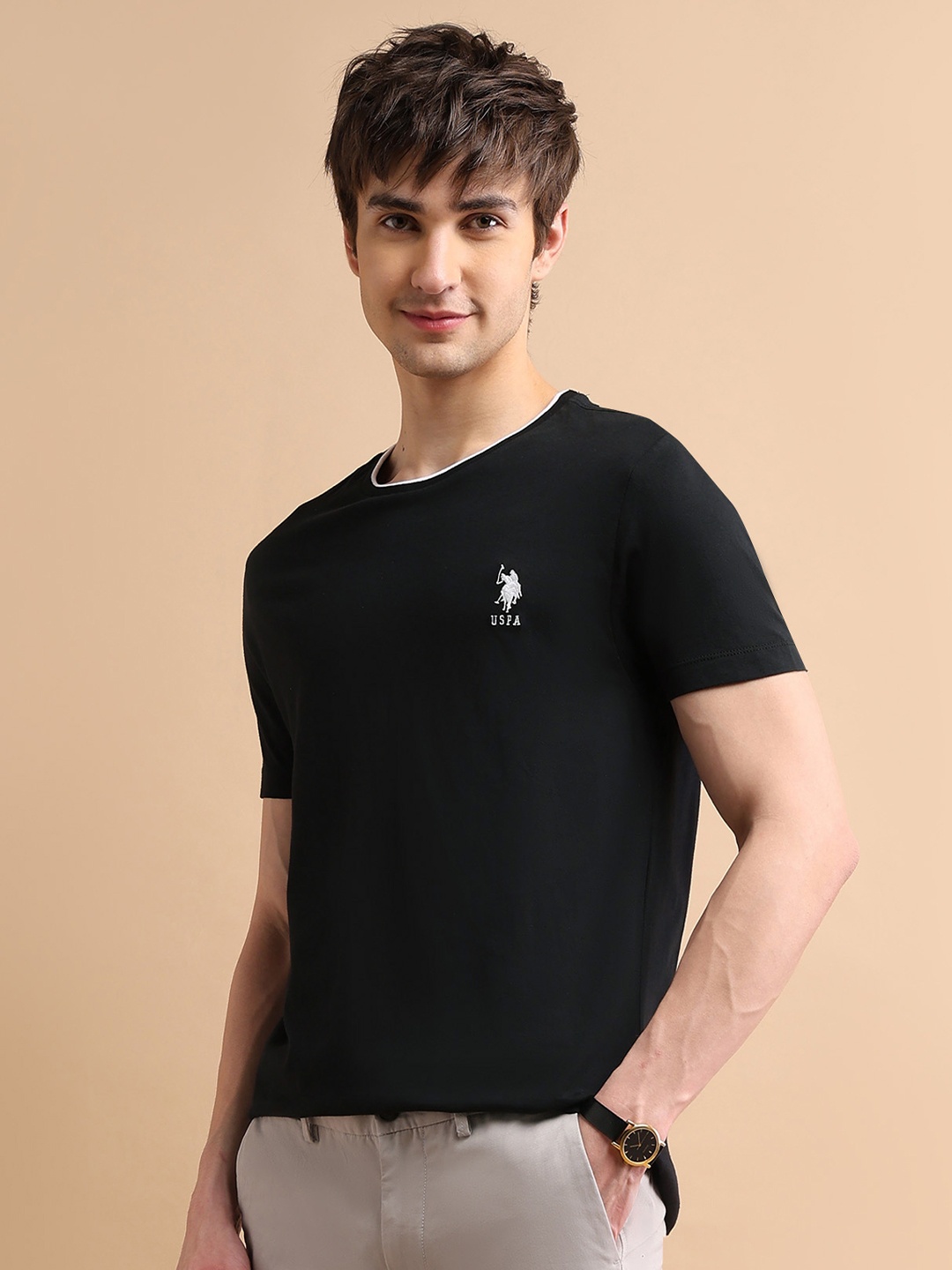 

U.S. Polo Assn. Men Cotton T-shirt, Black