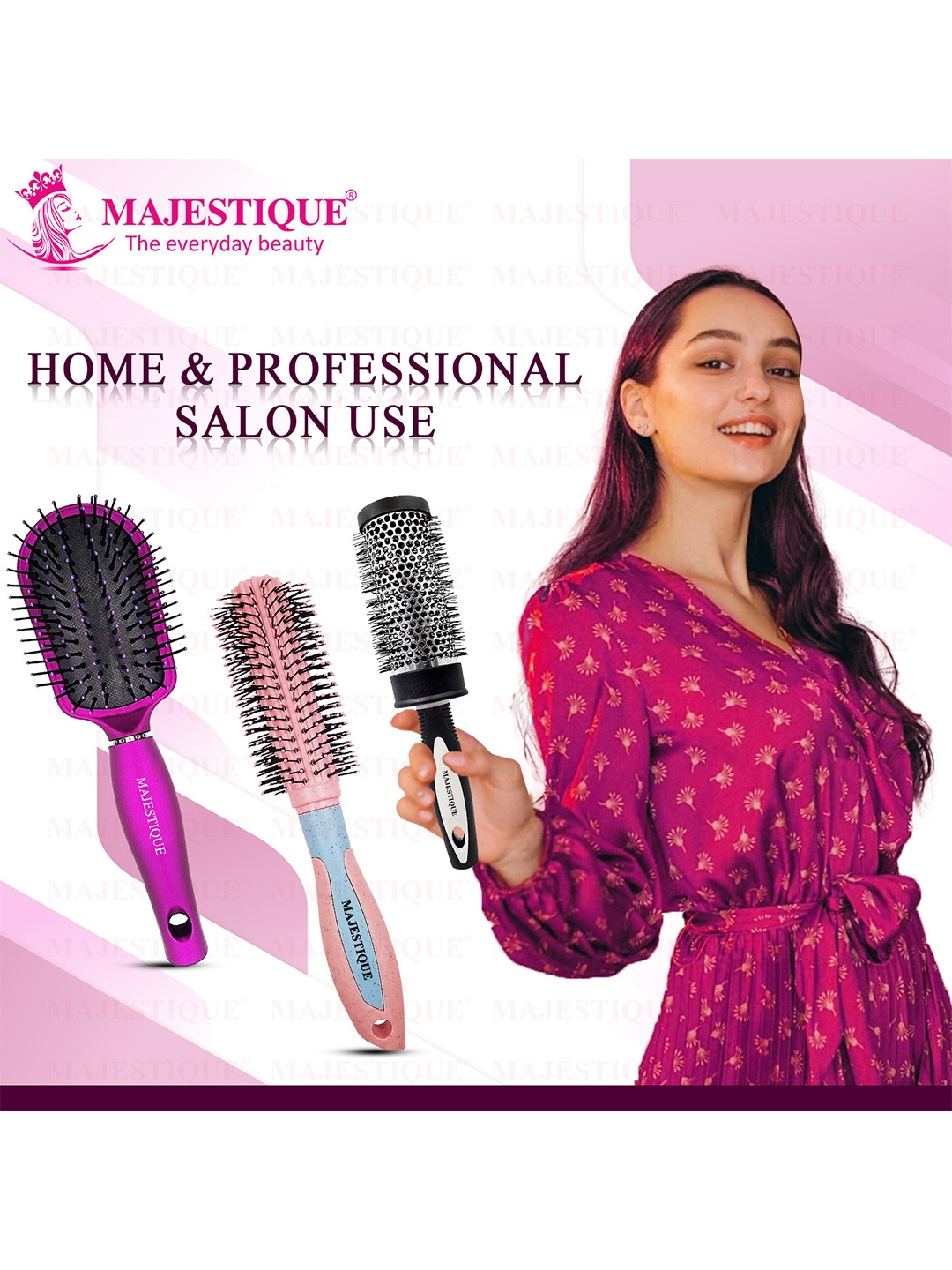 

MAJESTIQUE Perfect Hair Care Brush Set, Purple