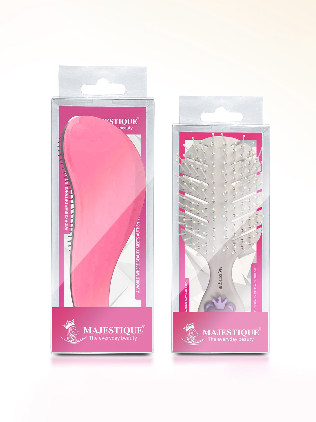 

MAJESTIQUE Set Of Detangling Hair Brush & Kids Hair Brush, Black