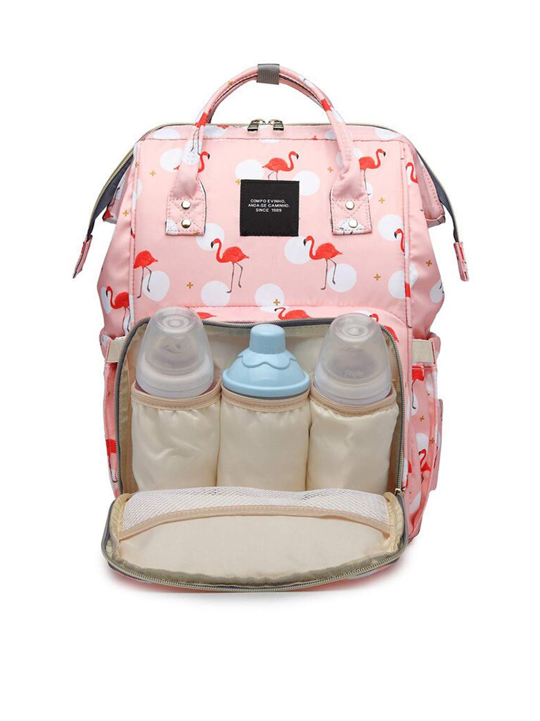 

HOUSE OF QUIRK Women Pink Flamingo Print Diaper Bags