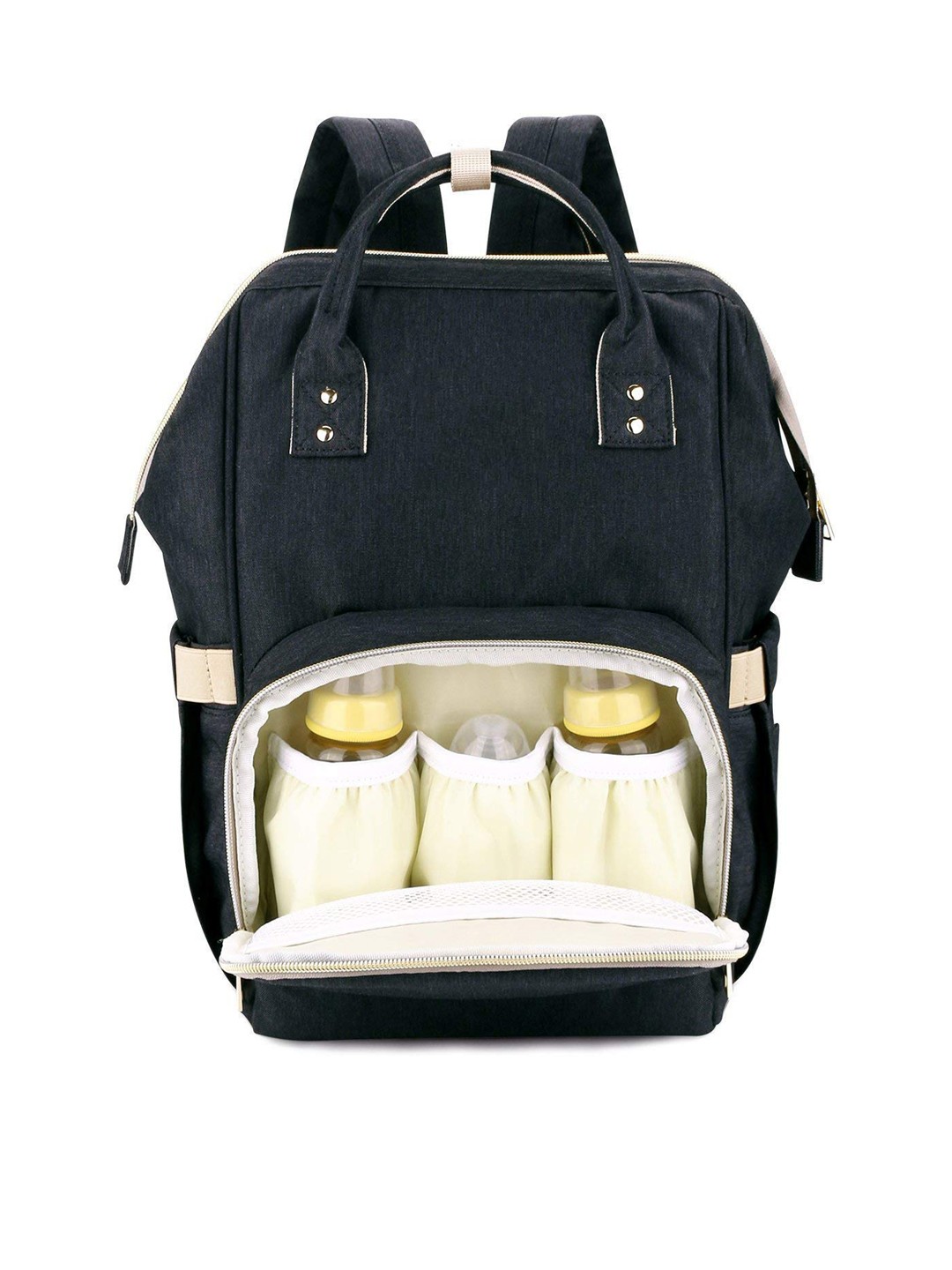 

HOUSE OF QUIRK Women Black Solid Multifunction Lightweight Diaper Bags