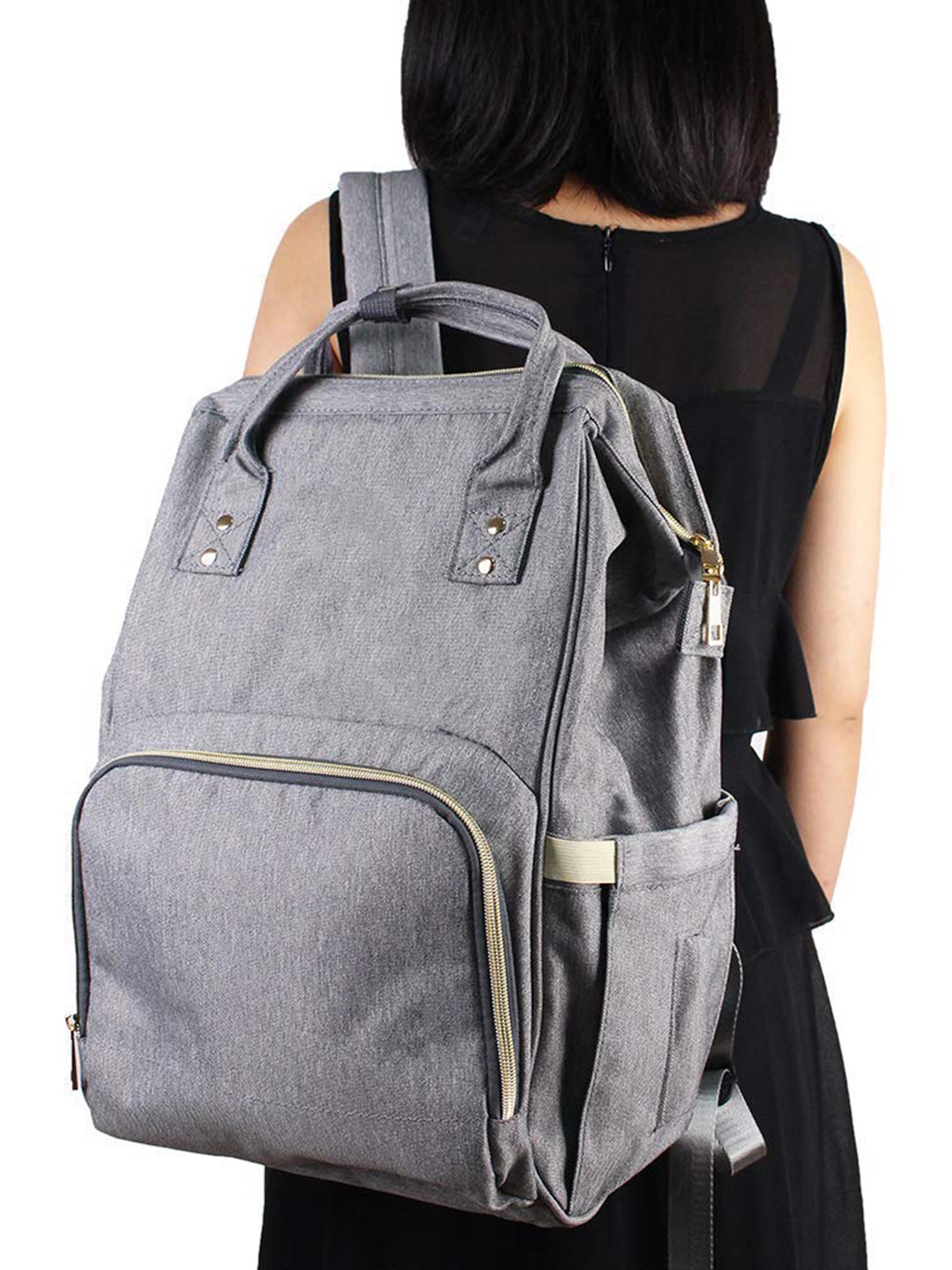 

HOUSE OF QUIRK Women Grey Solid Diaper Bags