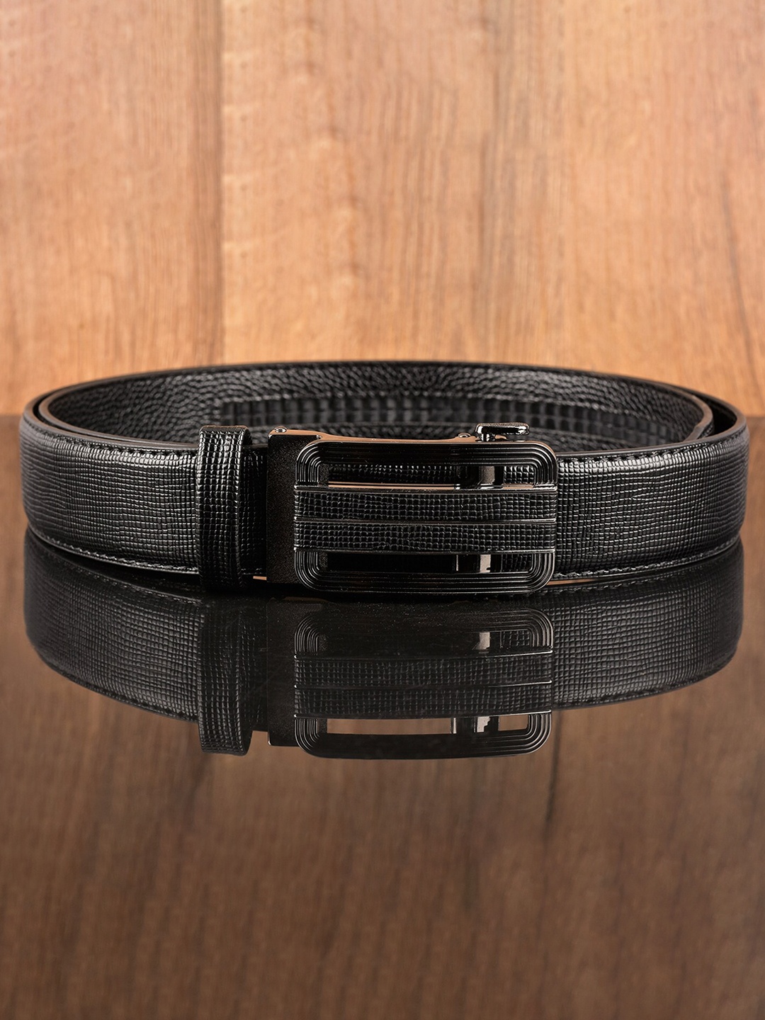 

BuckleUp Men Black Textured Belt