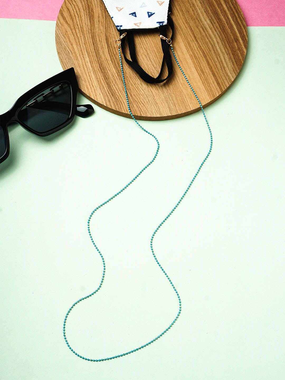 

Ferosh Women Blue Ball Beaded Mask Chains