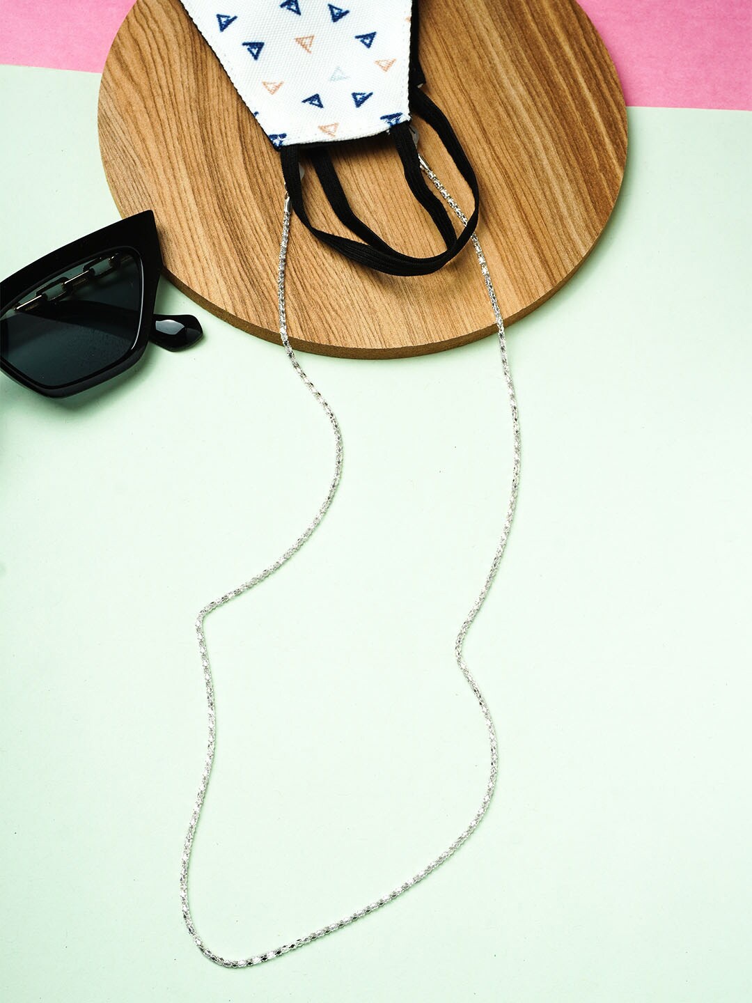 

Ferosh Women Silver-Toned Twisted Mask Chain