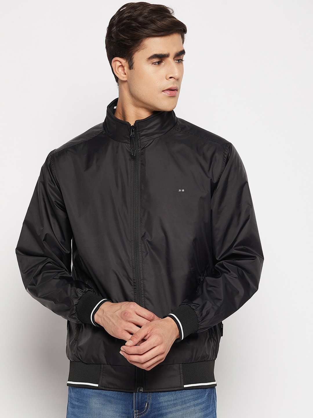

Okane Men Black Lightweight Bomber Jacket