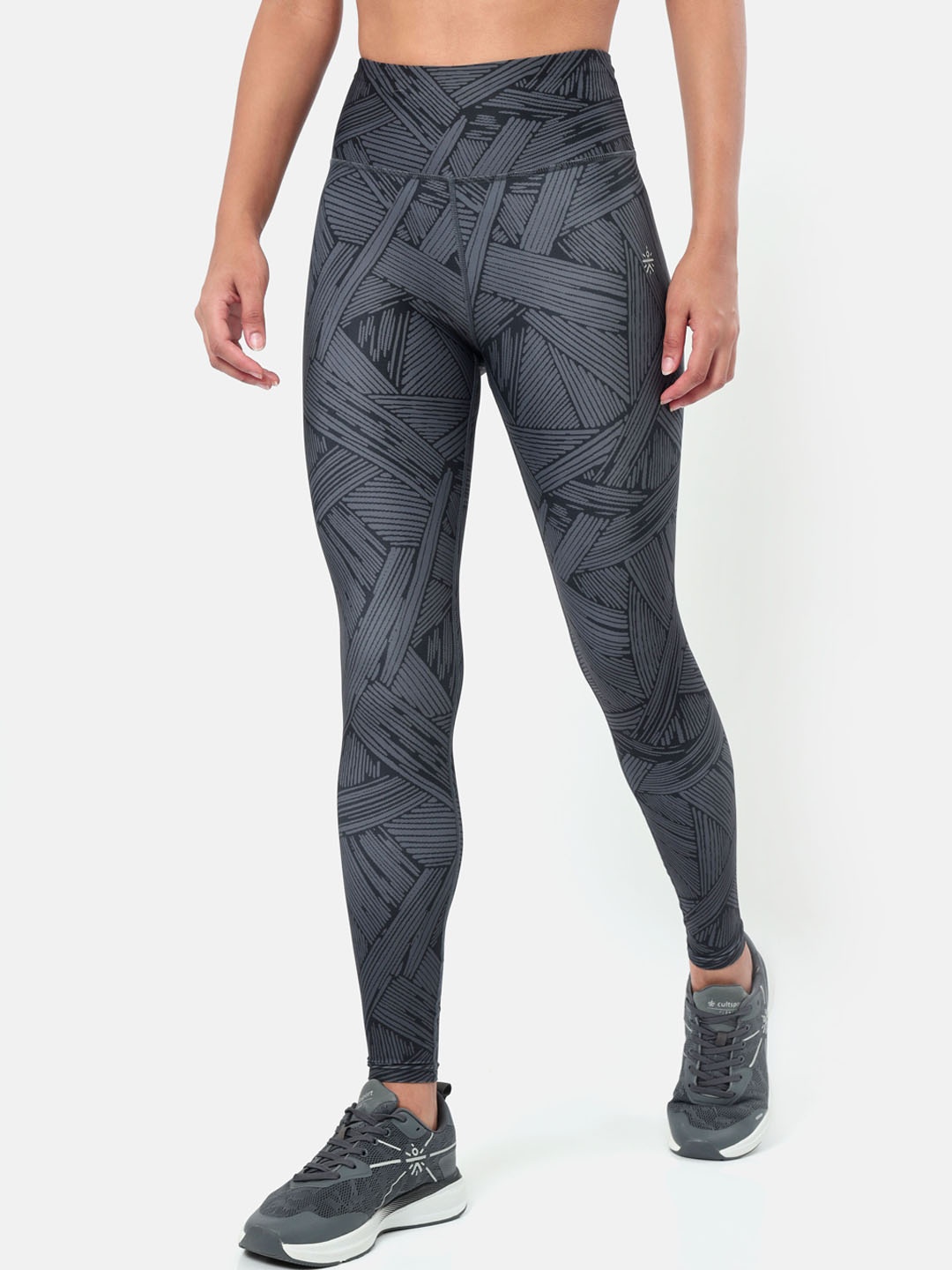 

CULT Women Abstract Printed Absolute Fit Sports Tights, Black