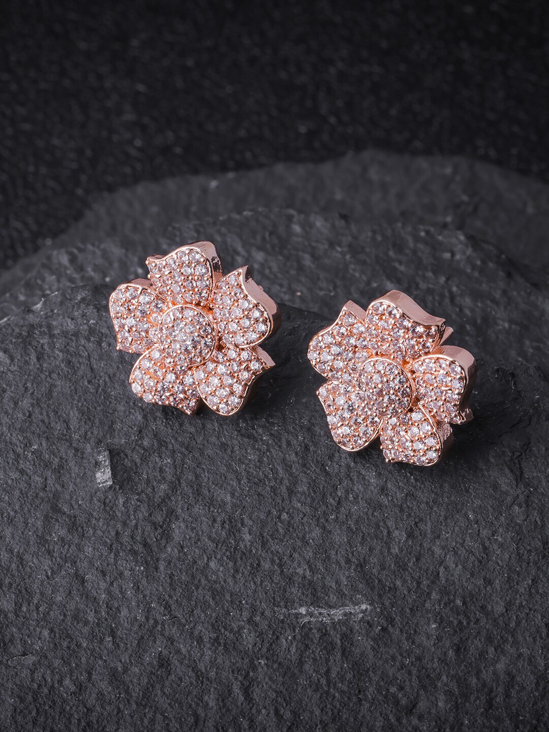 

Brandsoon Rose Gold-Plated Floral Studs Earrings