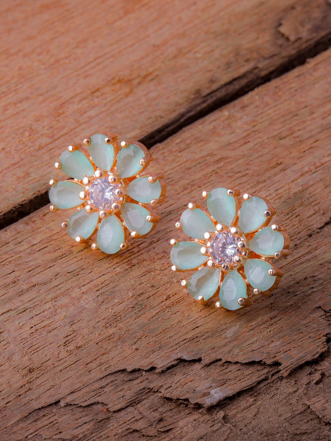 

Brandsoon Rose Gold-Plated Floral Studs Earrings