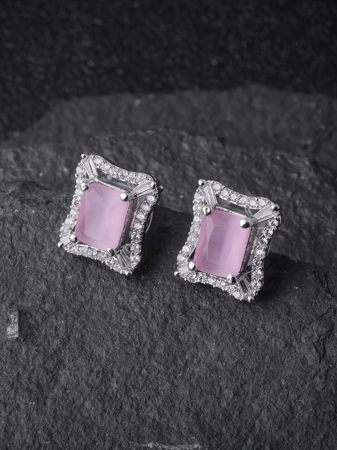 

Brandsoon Silver-Plated Classic American Diamond Studs Earrings