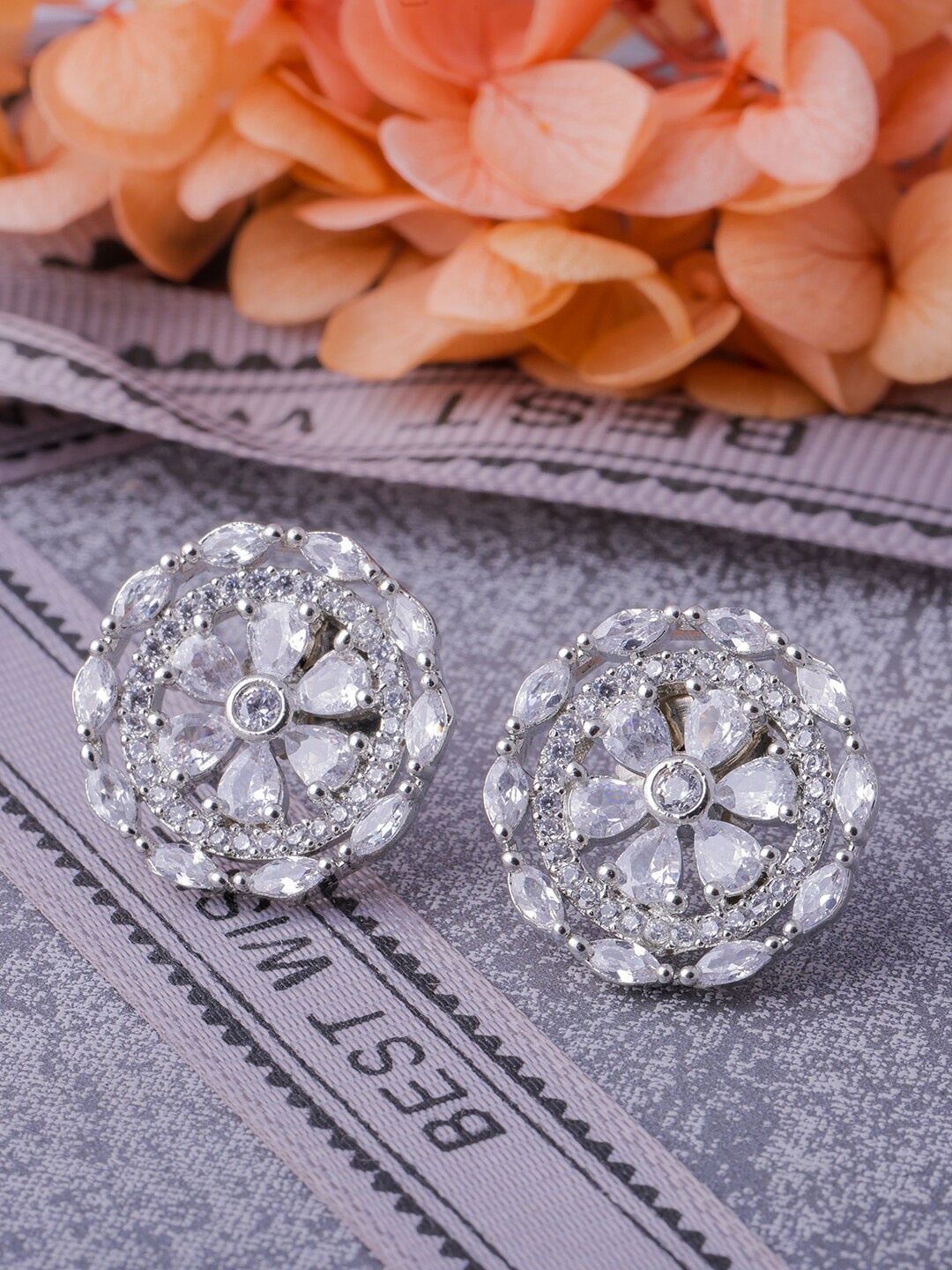 

Brandsoon Silver-Plated Classic American Diamond Stud Earrings