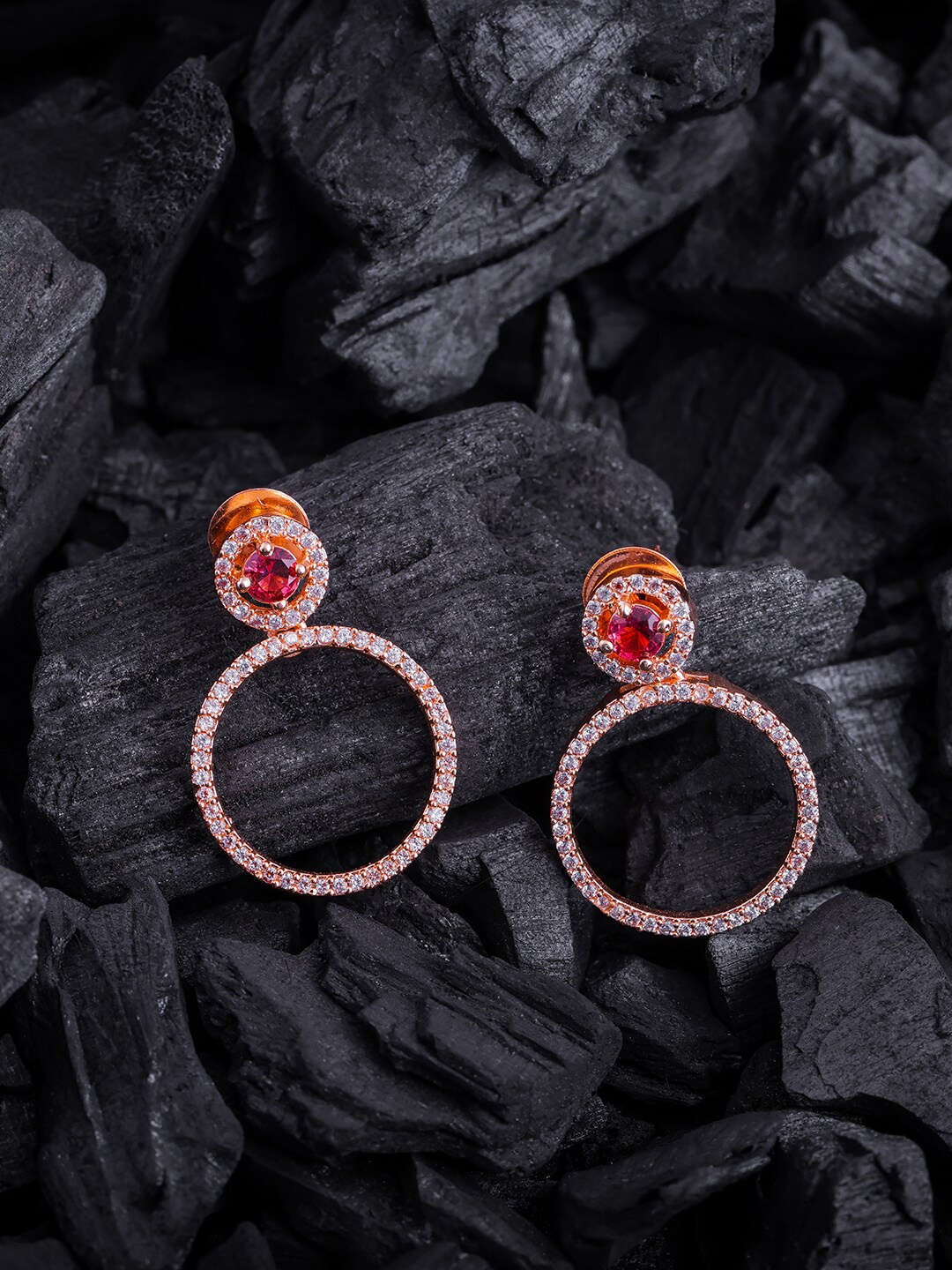 

Brandsoon Rose Gold-Plated Classic American Diamond Drop Earrings
