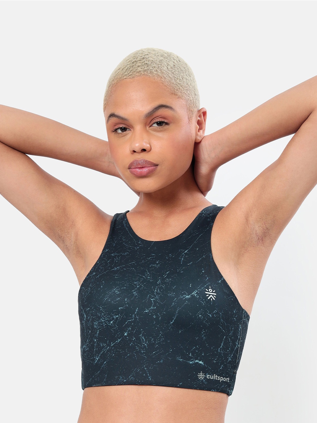 

Cultsport Marble Printed Medium Impact Movement Sports Bra, Teal