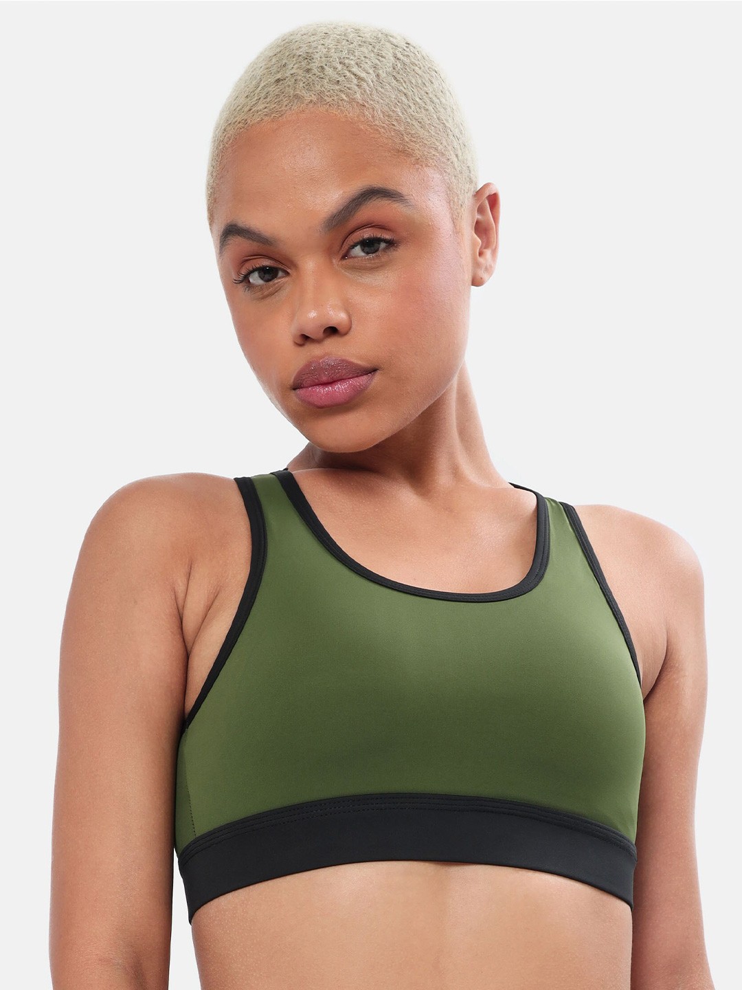 

Cultsport Colourblock Medium Impact Sports Bra, Olive