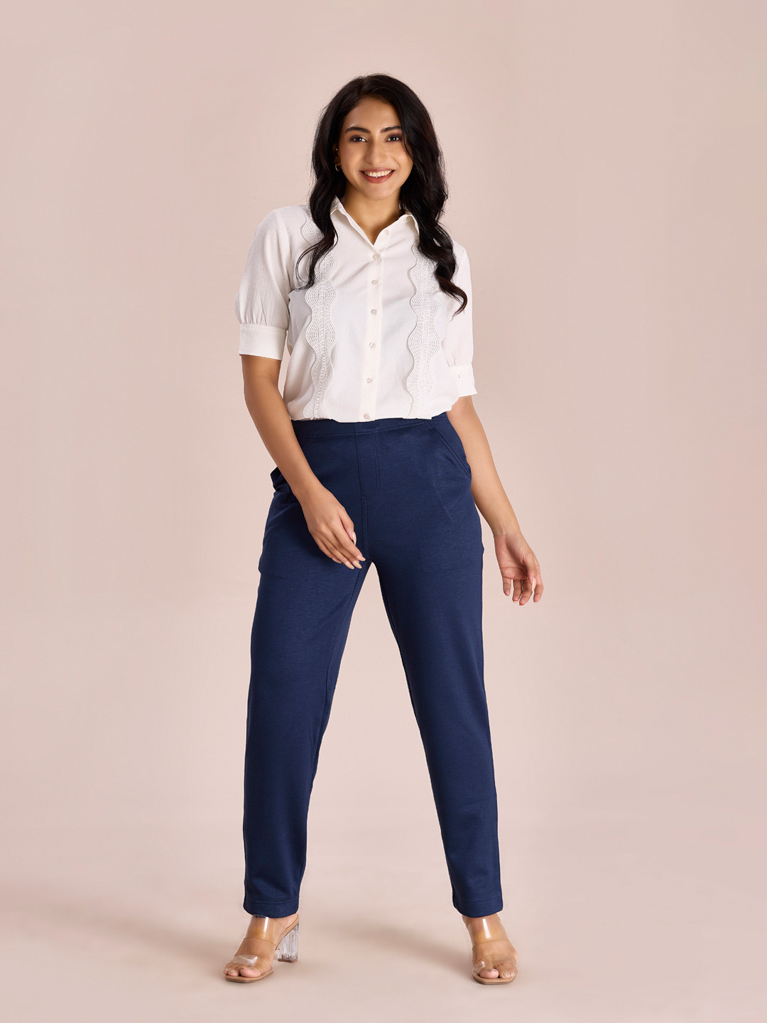 

Go Colors Women Navy Blue Slim Fit Treggings