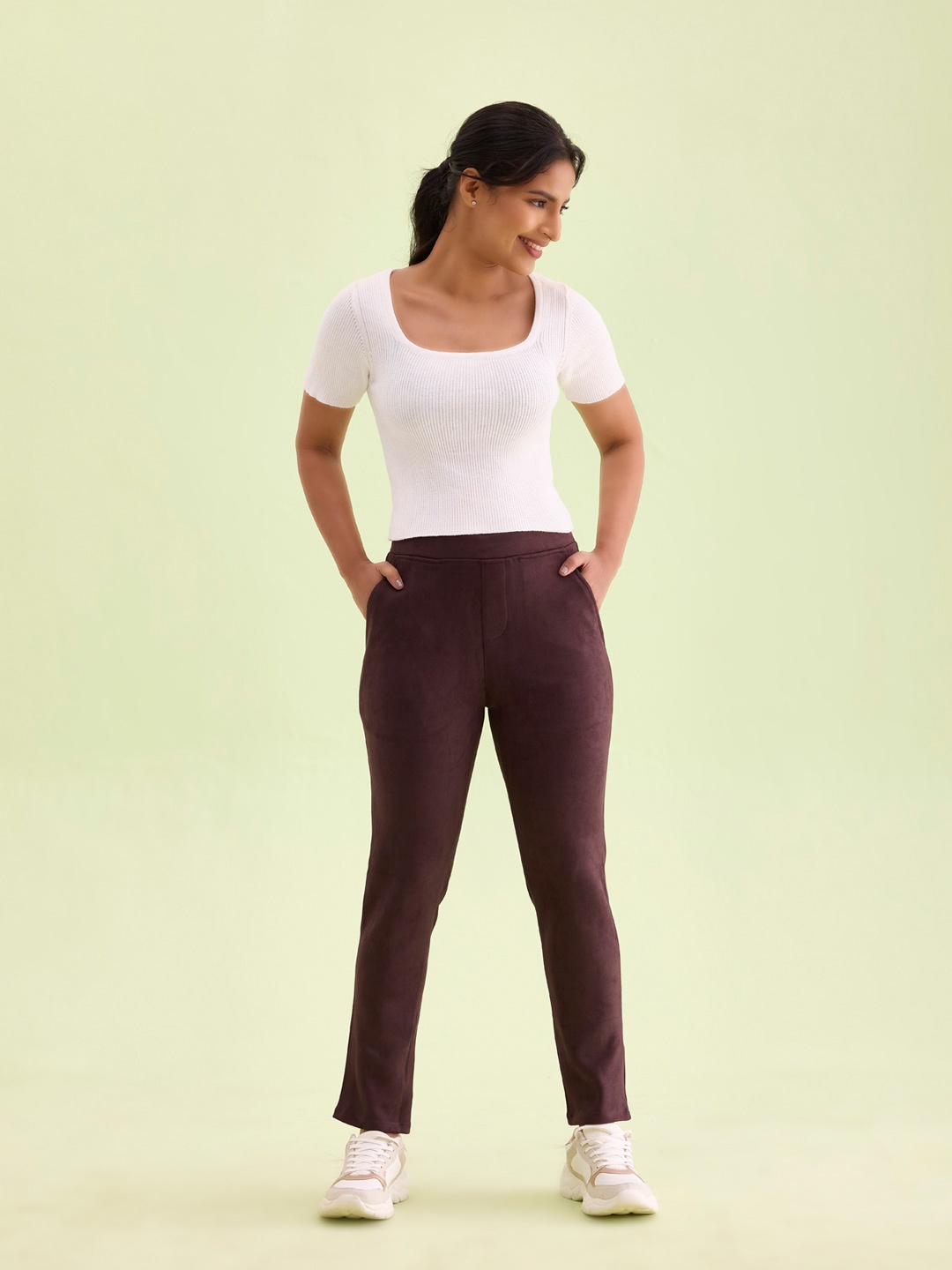 

Go Colors Women Red Cotton Solid Treggings