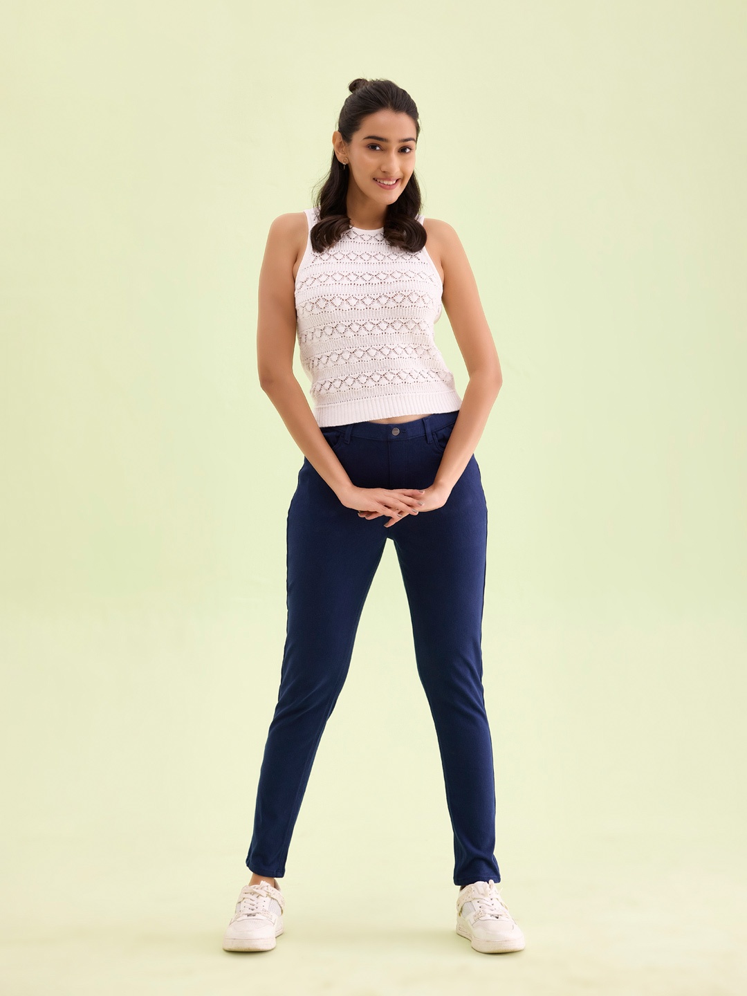 

Go Colors Women Navy Blue Cotton Solid Slim Fit Jeggings