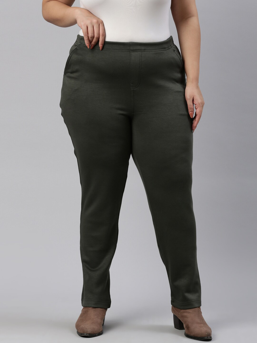 

Go Colors Women Green Plus Size Treggings