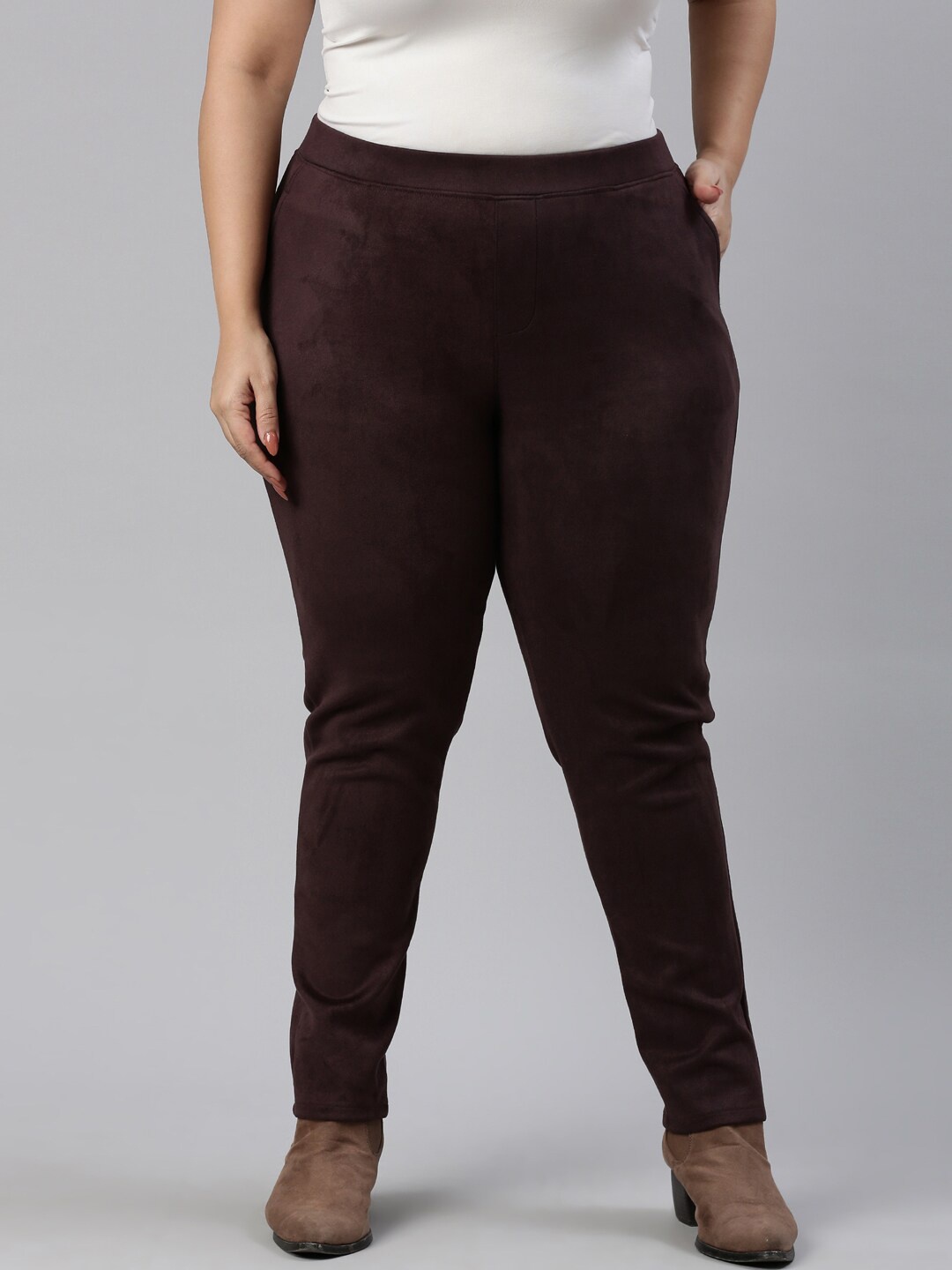 

Go Colors Women Red Plus Size Treggings