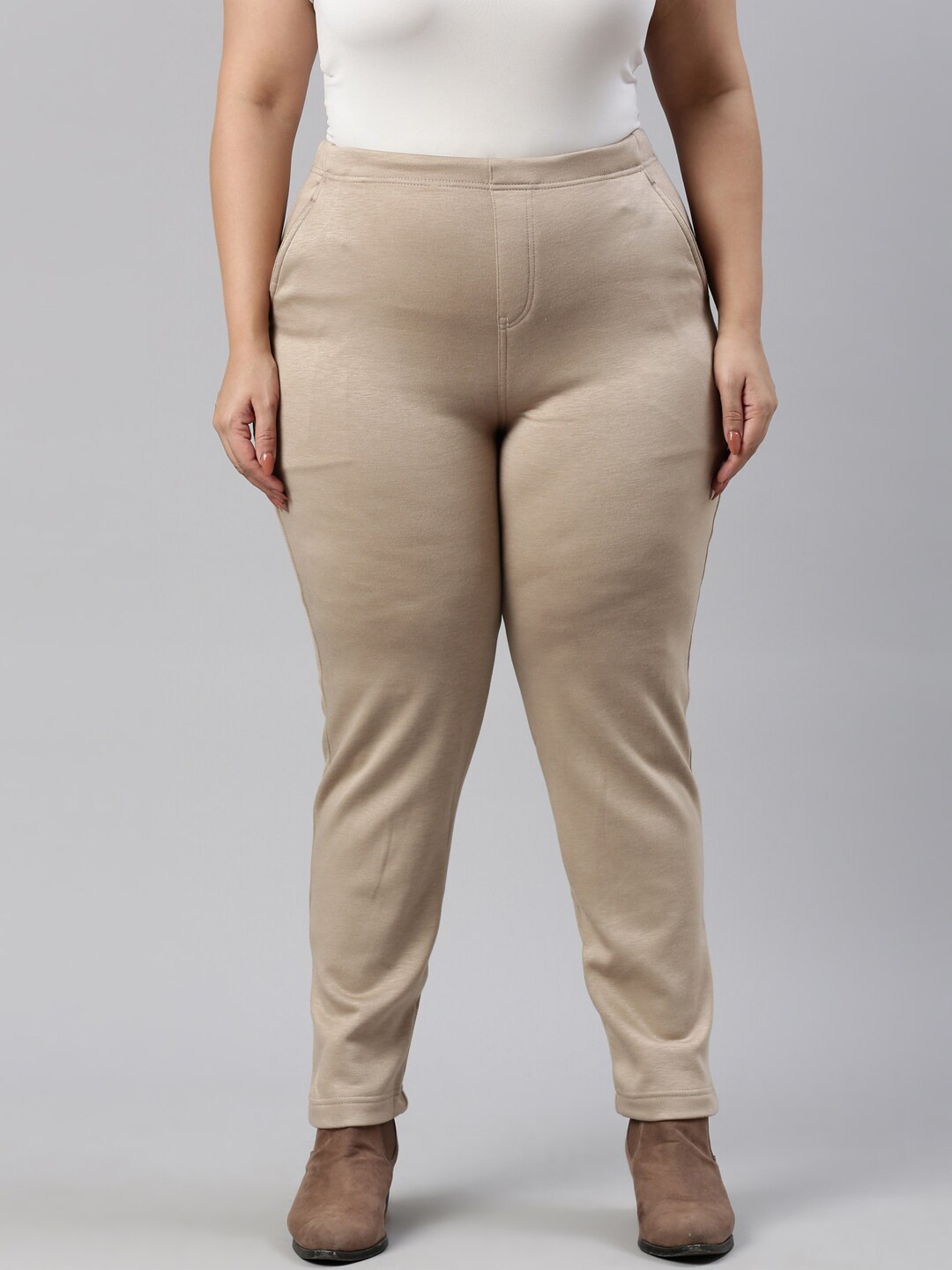 

Go Colors Women Beige Plus Size Treggings