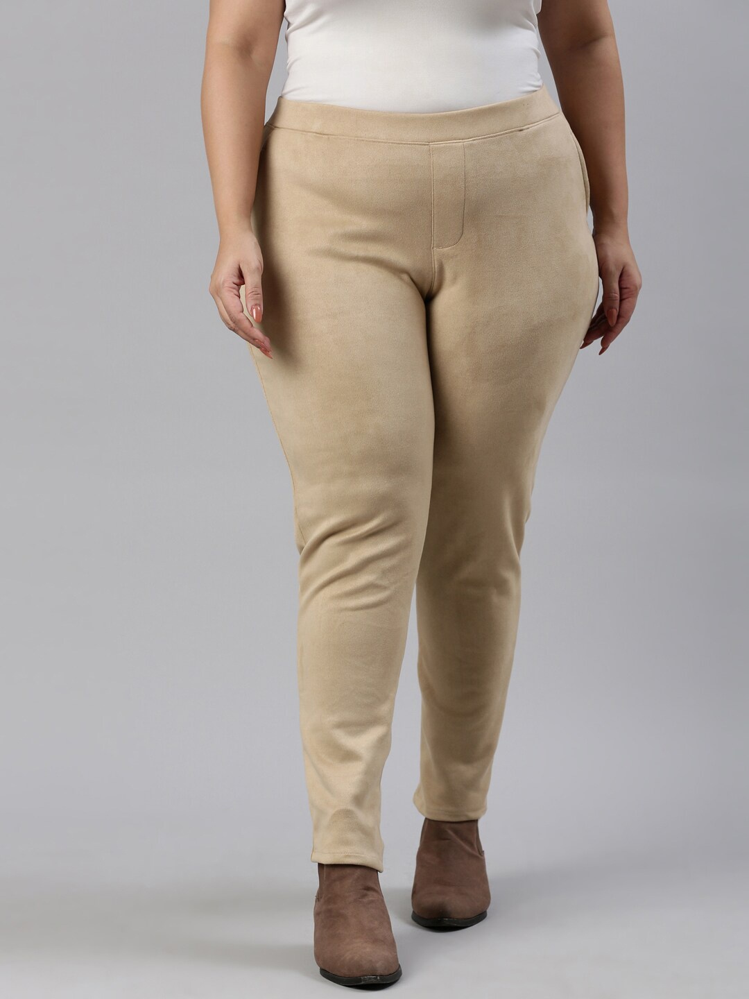 

Go Colors Women Beige Plus Size Treggings