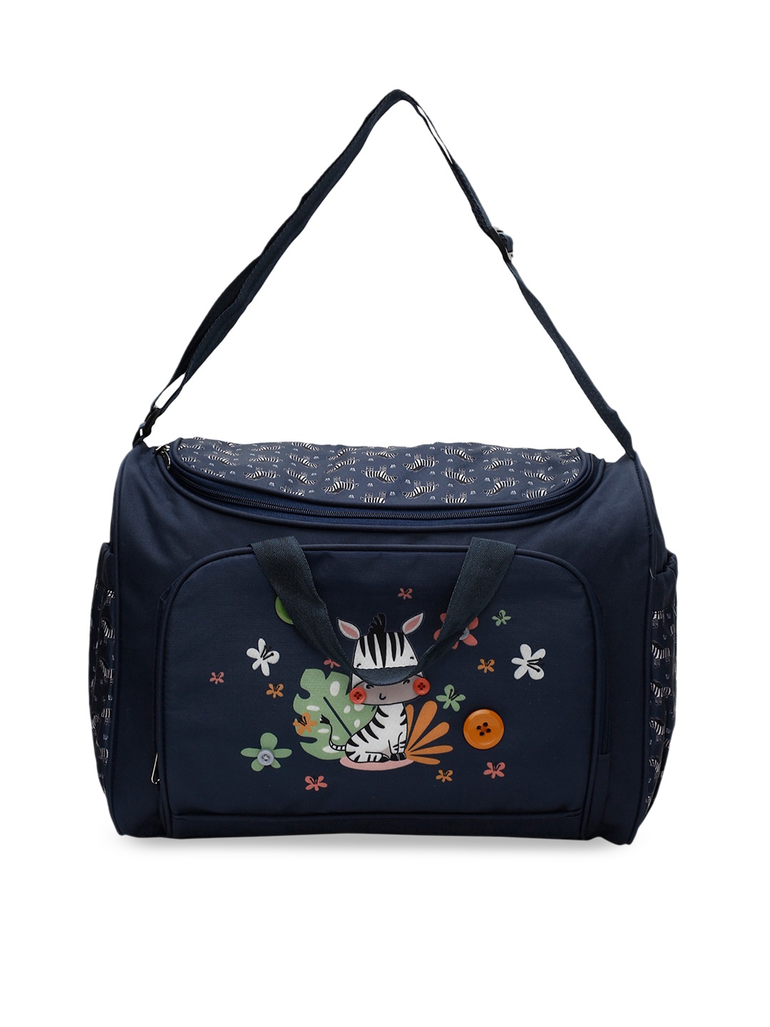 

max Navy Blue Embellished Structured Shoulder Bag