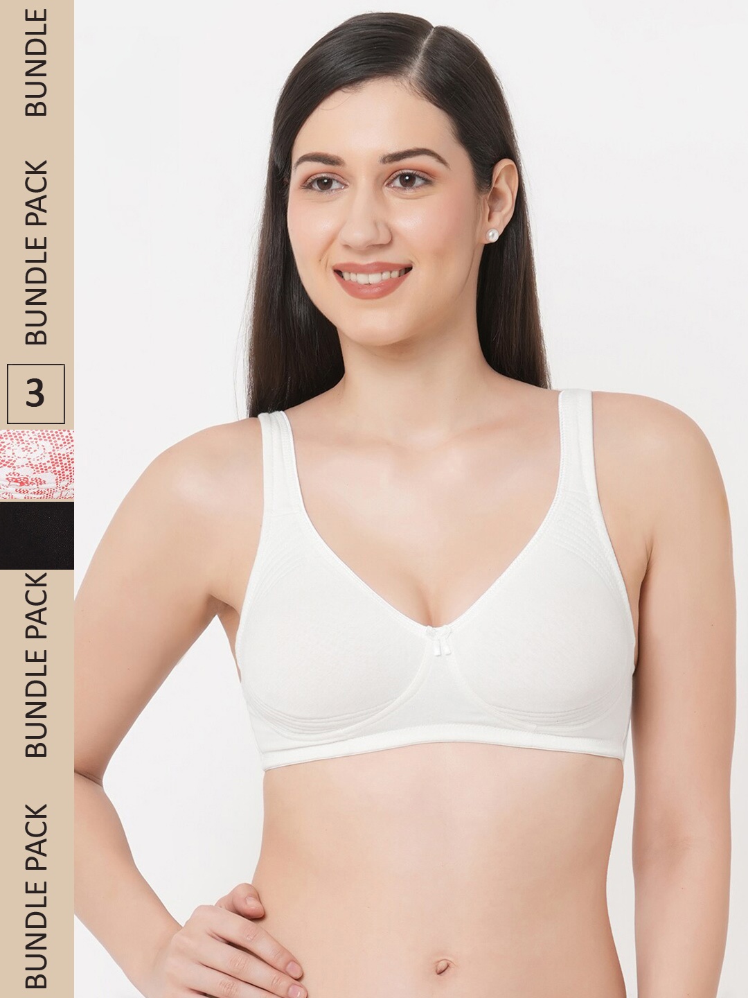 

Inner Sense Black & Pink Pack of 3 Organic Cotton Bra