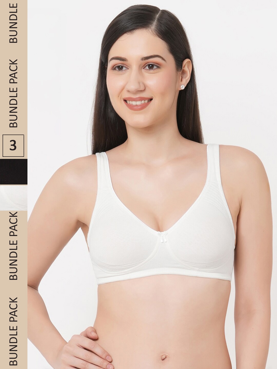 

Inner Sense White & Black Pack of 3 Organic Cotton Bra