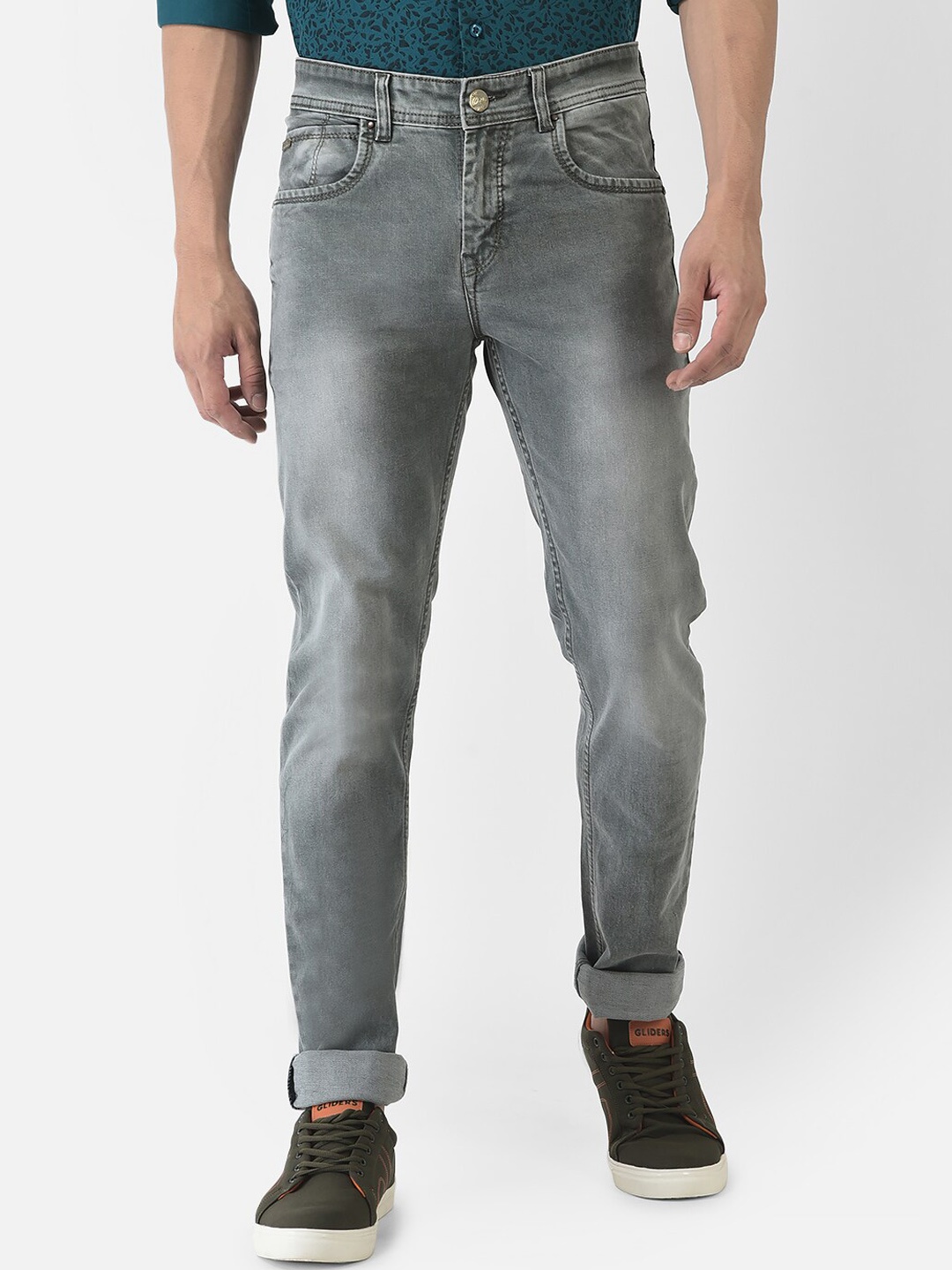 

Crimsoune Club Men Grey Urban Slim Fit Heavy Fade Stretchable Jeans